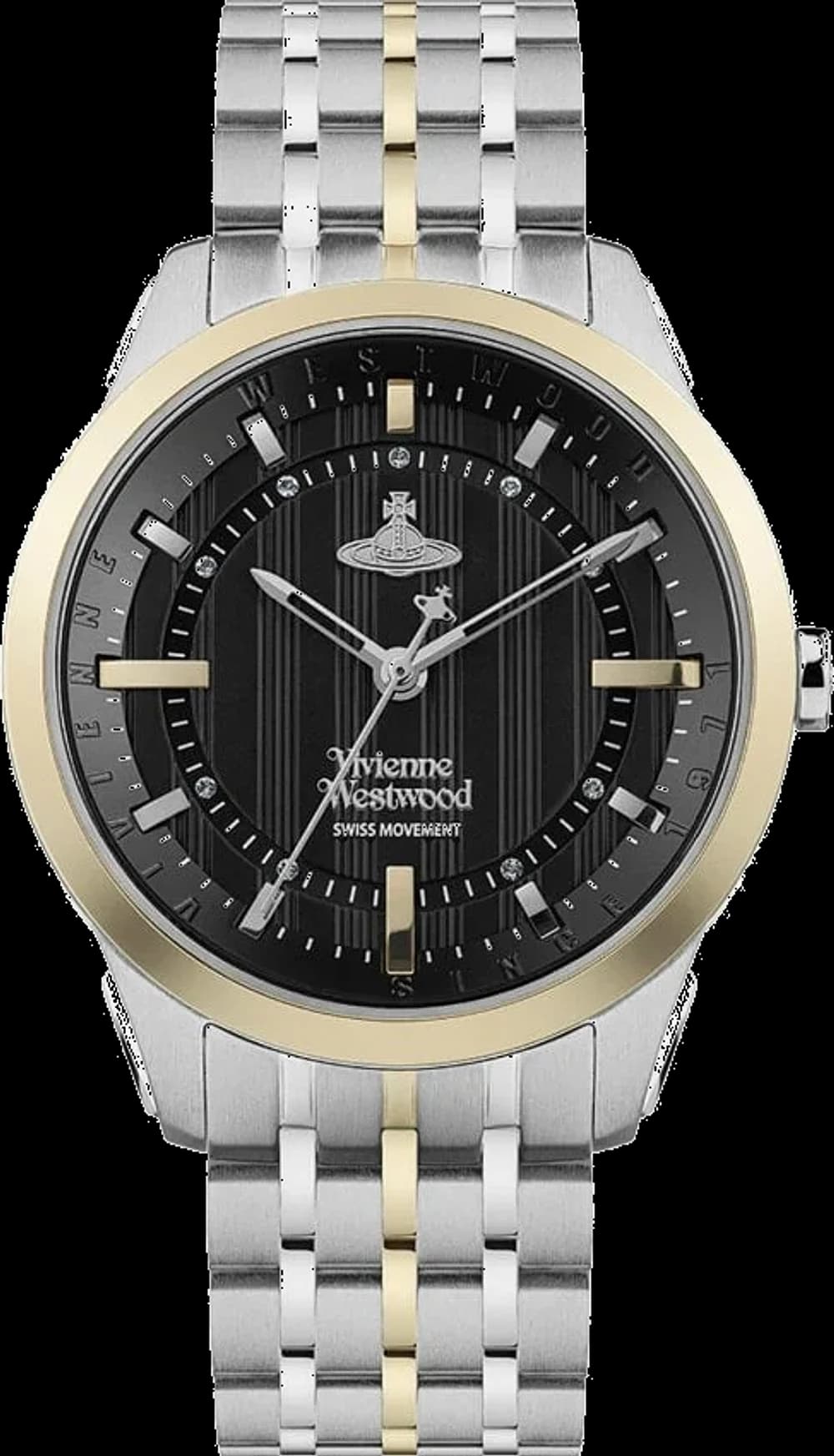 Montre Femme Vivienne Westwood East End VV262BKSG bracelet bicolore en acier cadran noir