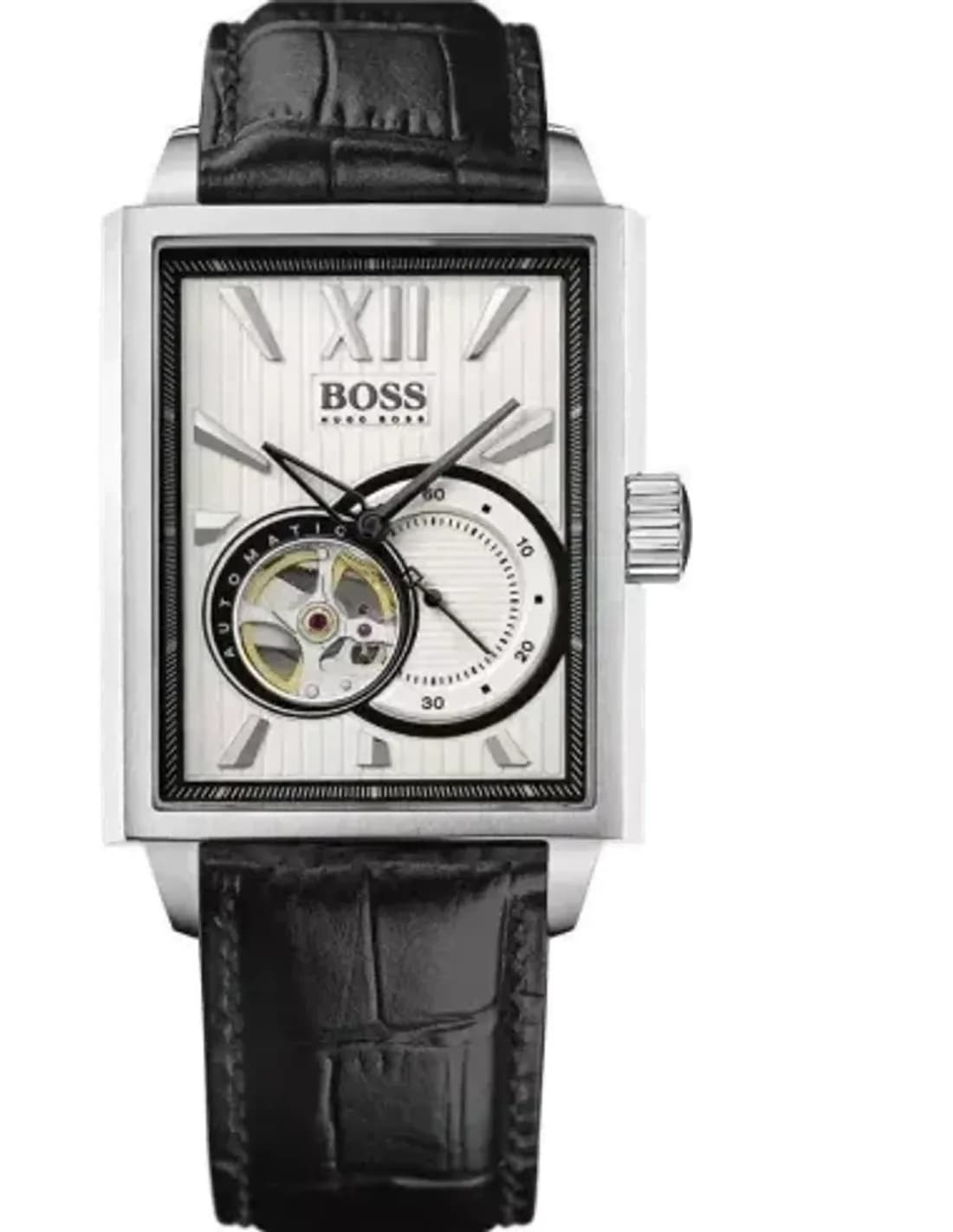 Montre automatique Hugo Boss 1512504 mouvement apparent et bracelet en cuir crocodile