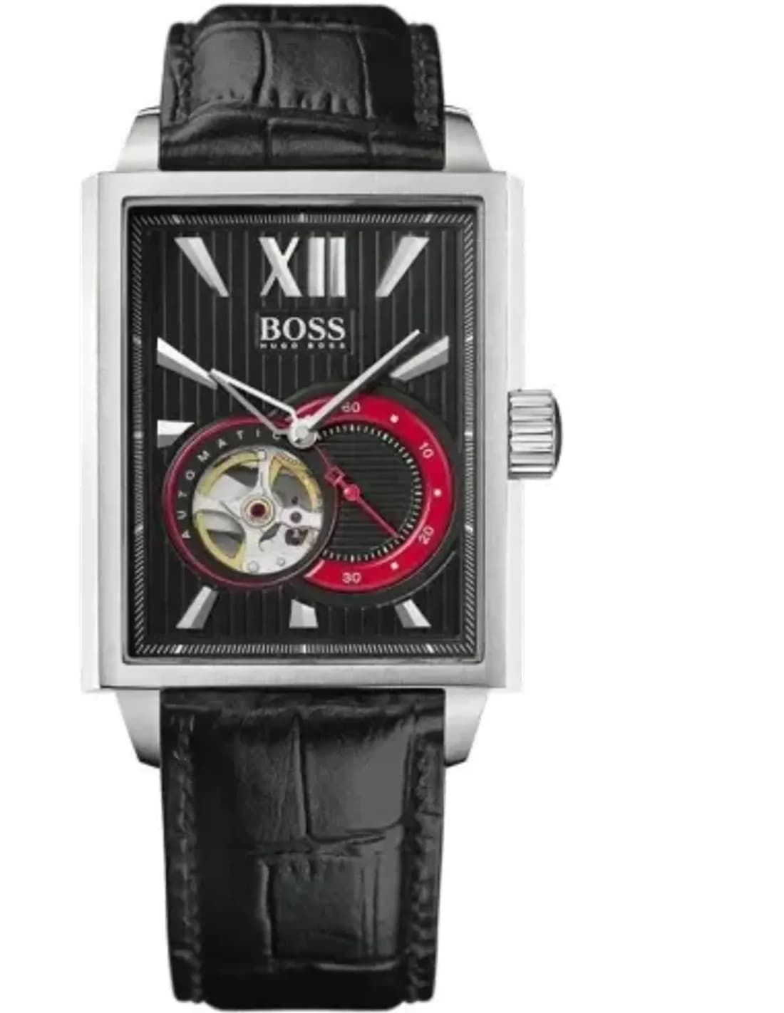 Montre automatique Hugo Boss 1512505 mouvement apparent et bracelet en cuir crocodile