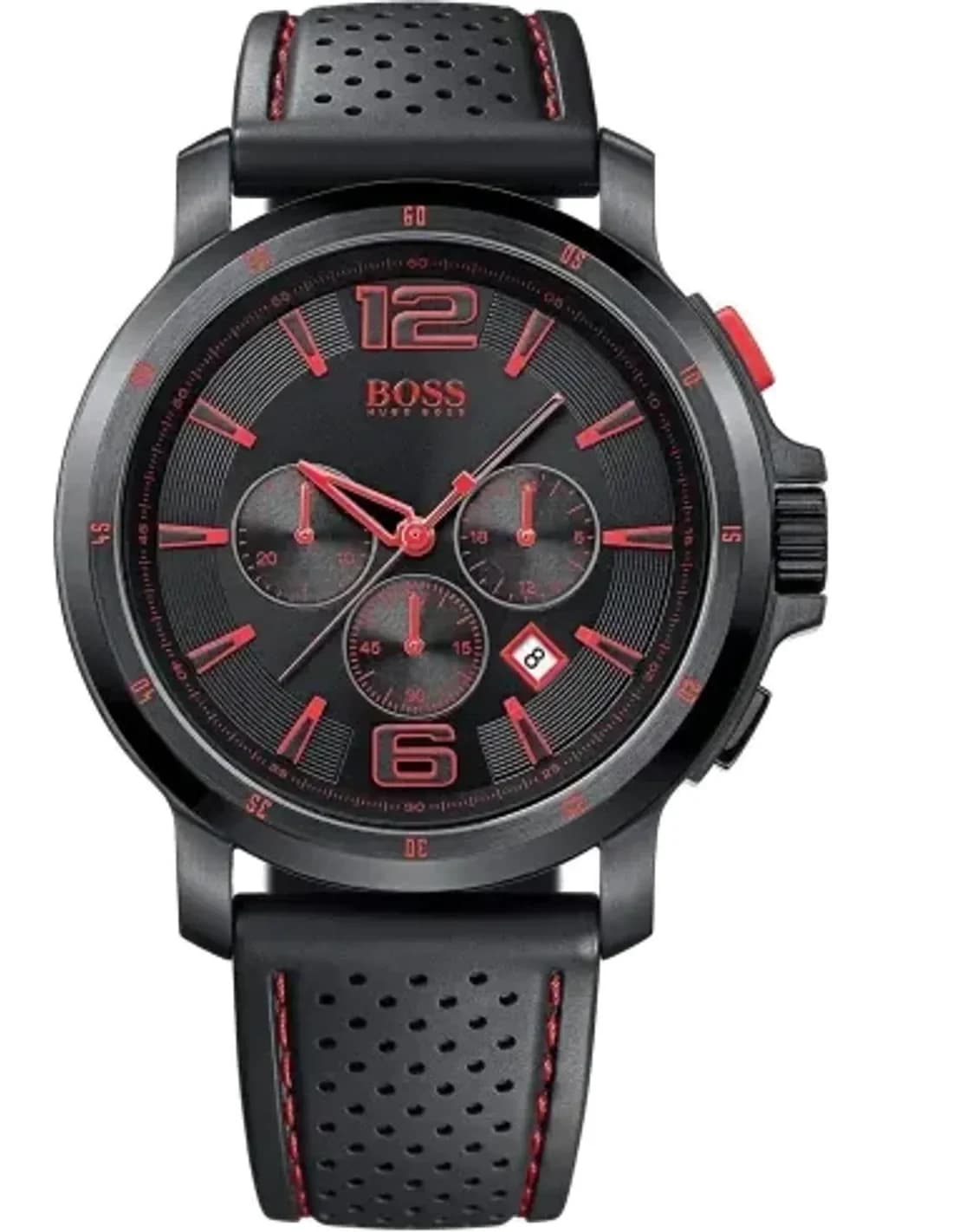 Montre Hugo Boss Black 1512597 Bracelet en silicone perforé noir