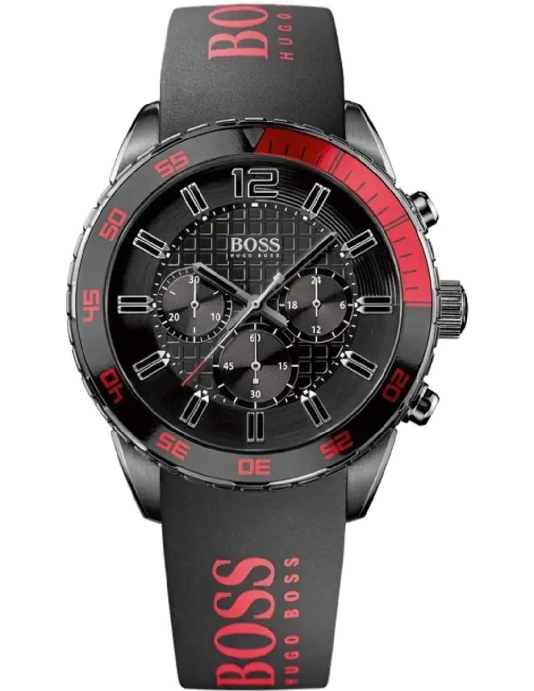 Montre Homme Hugo Boss 1512901 Bracelet noir nom de la marque en rouge
