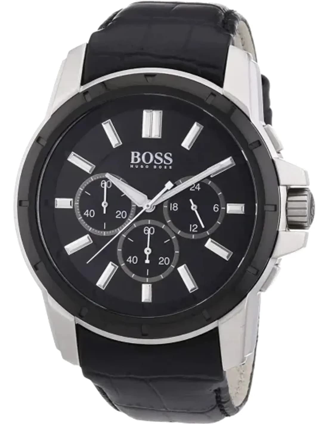 Montre Homme Hugo Boss Sport 1512926 Bracelet croco noir en cuir