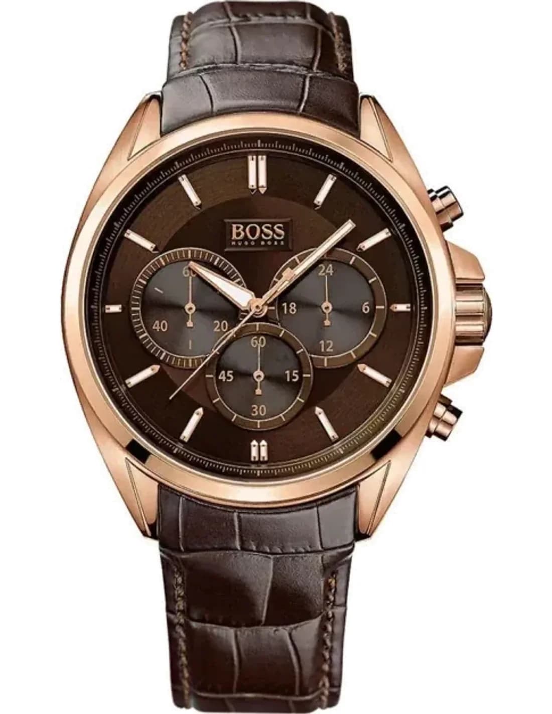 Montre Hugo Boss 1513036 Bracelet Cuir Marron Boîtier 44mm