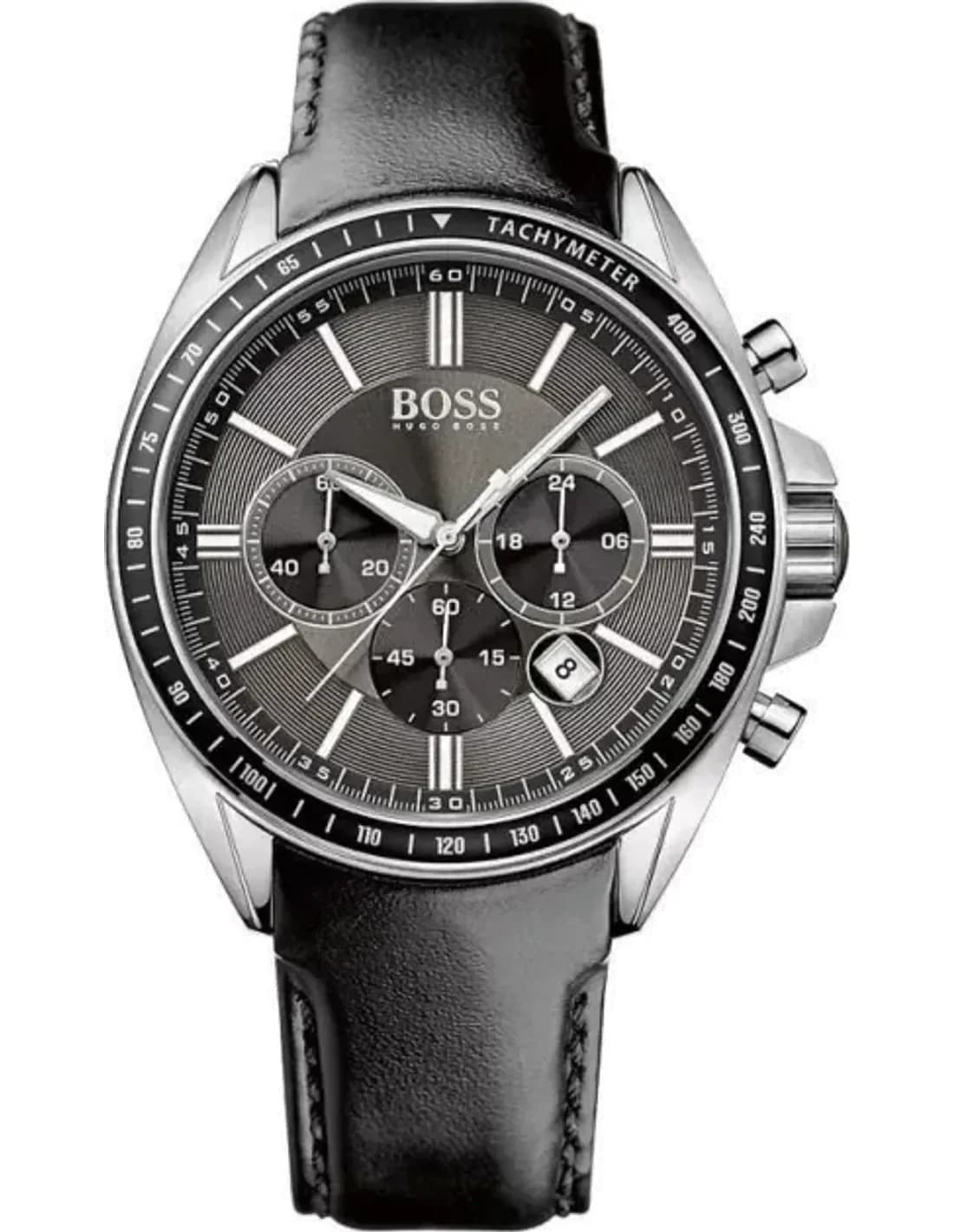 Montre Homme Hugo Boss 1513085 Bracelet noir en cuir lisse