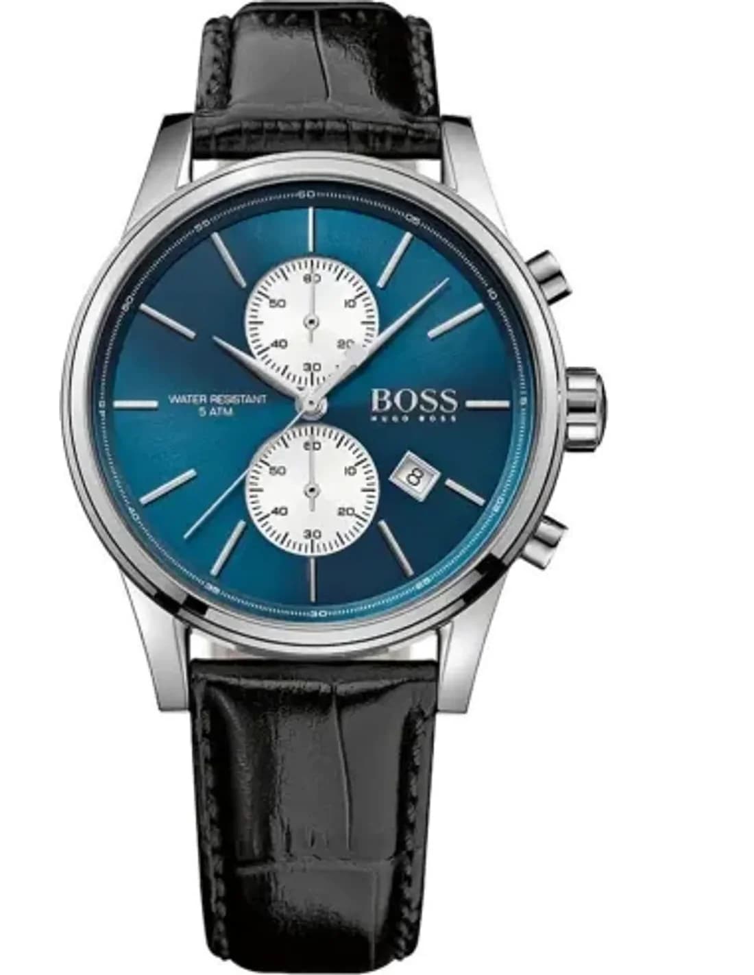 Montre Homme Hugo Boss 1513283 Bracelet cuir noir Cadran bleu