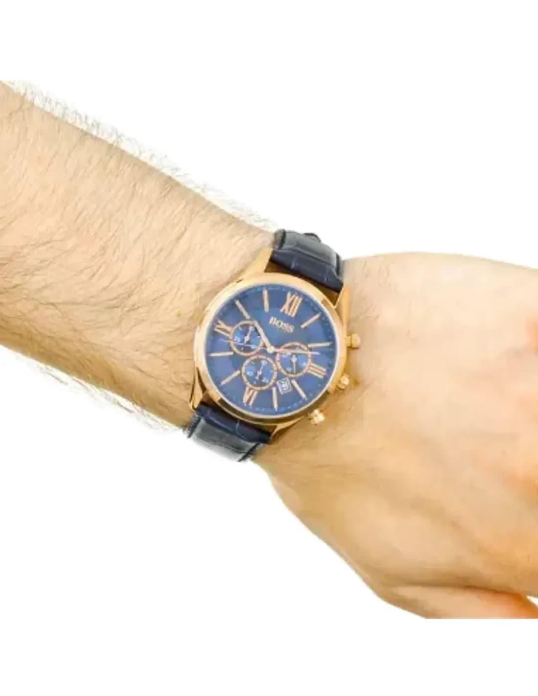 Montre Hugo Boss Ambassador Chronomètre 1513320 Bracelet en cuir bleu