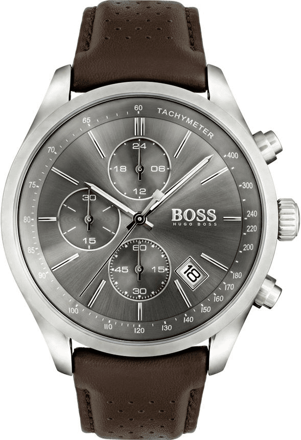 Montre Hugo Boss 1513476 avec Bracelet en Cuir Marron et Boîtier Acier