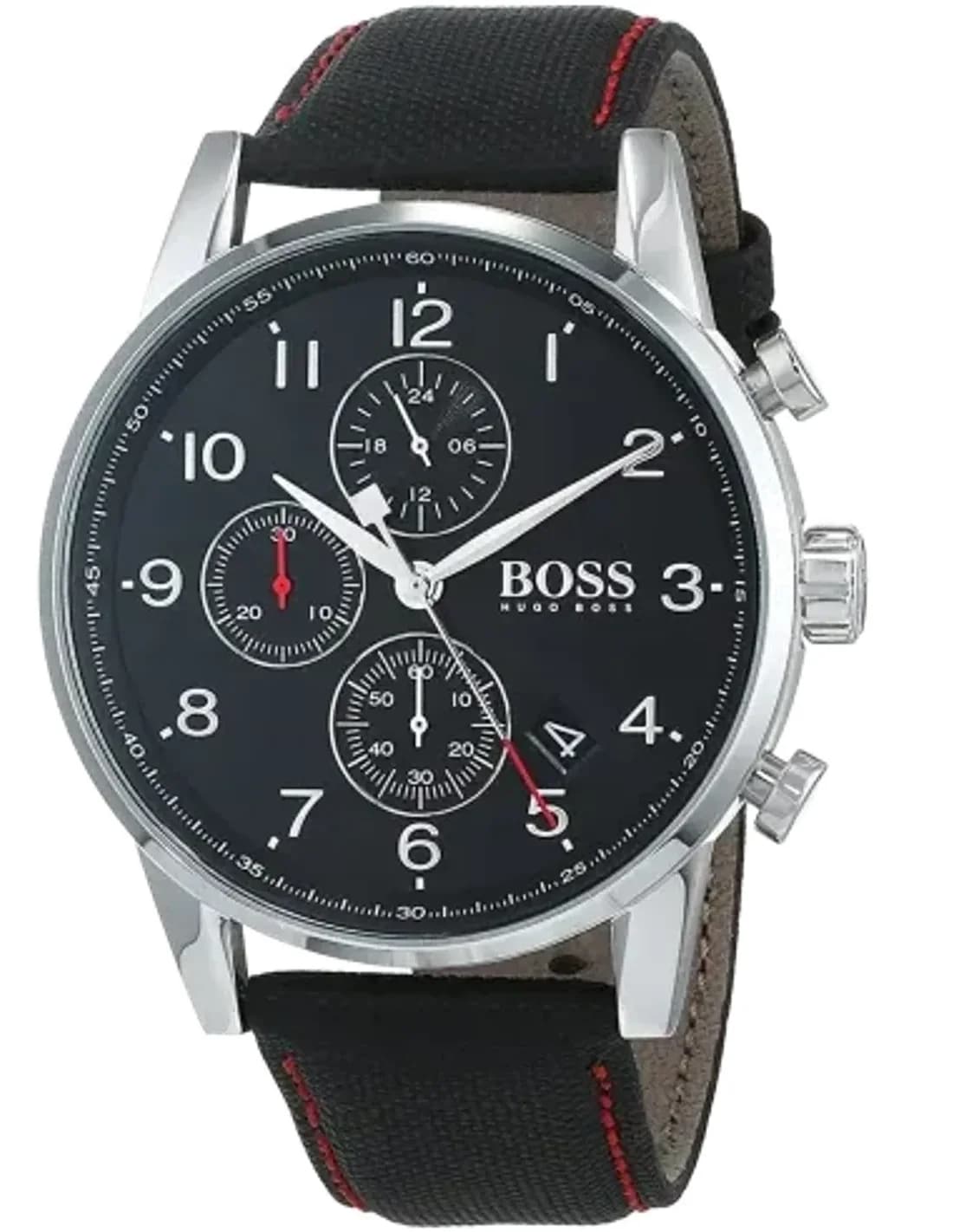 Montre Homme Hugo Boss Navigator 1513535 Bracelet en cuir surpiqûres rouges