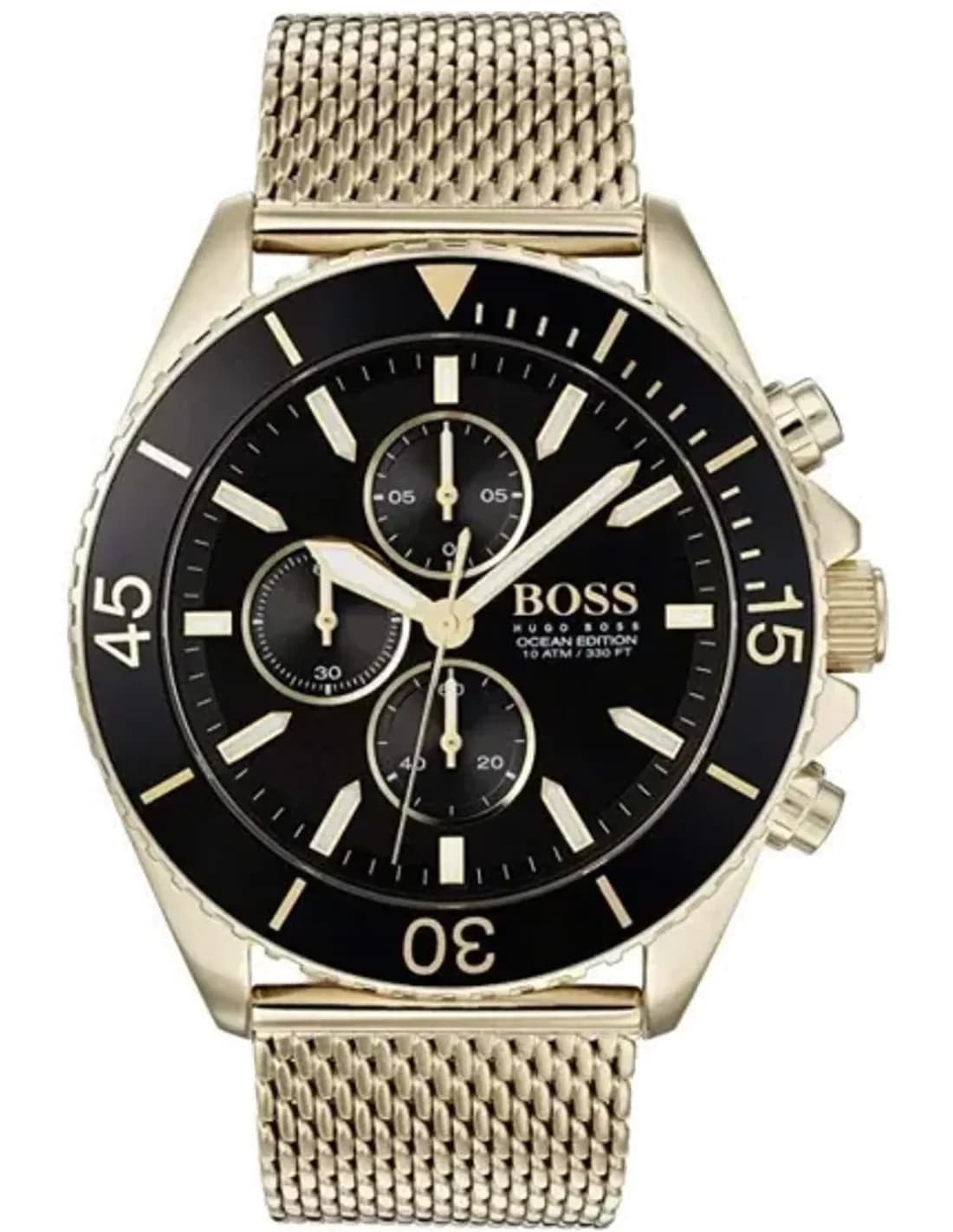 Montre Hugo Boss 1513703 Cadran Noir et Bracelet Maille Milanaise