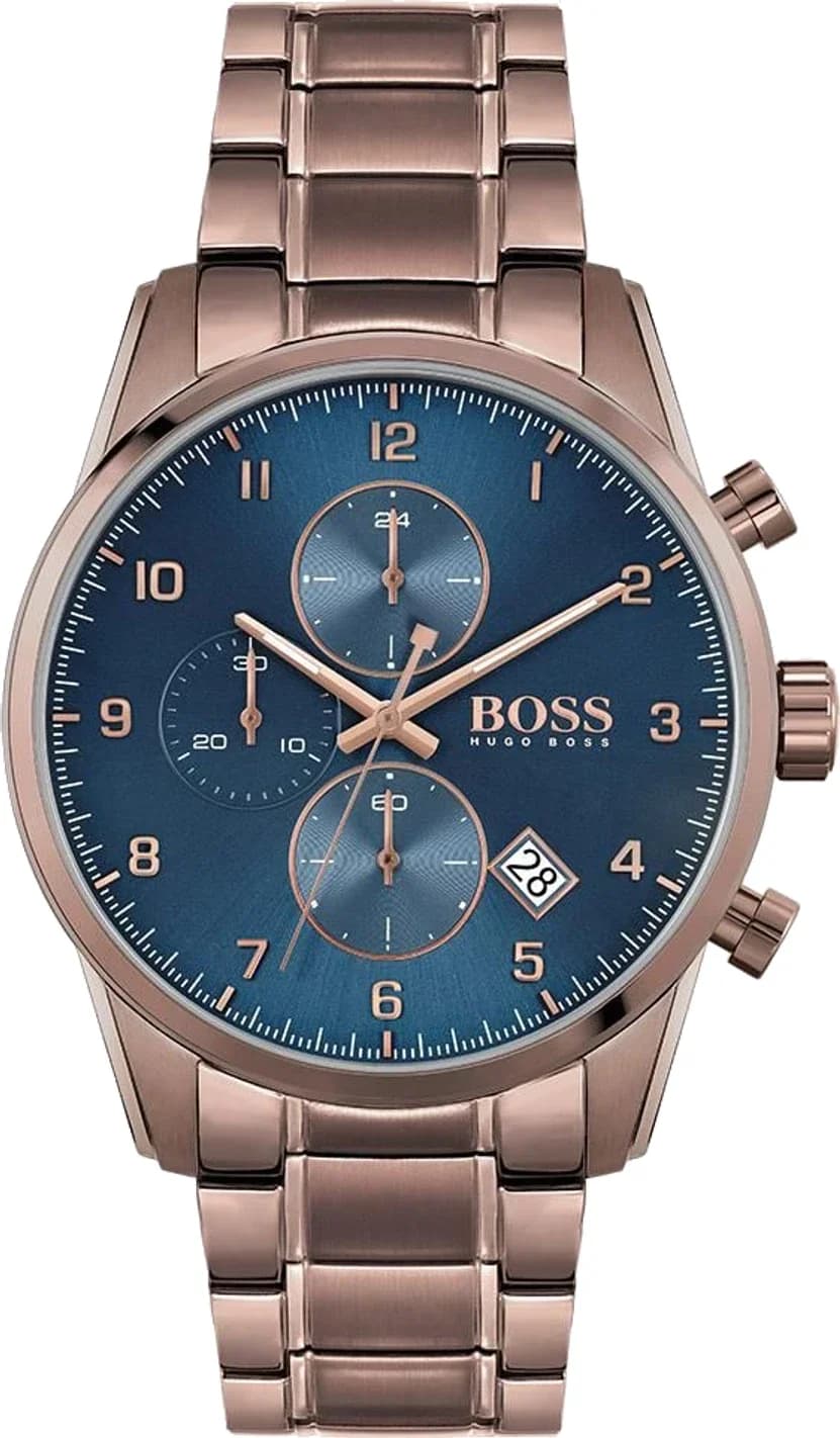 Montre Homme Hugo Boss Skymaster 1513788 marron bracelet maillons acier