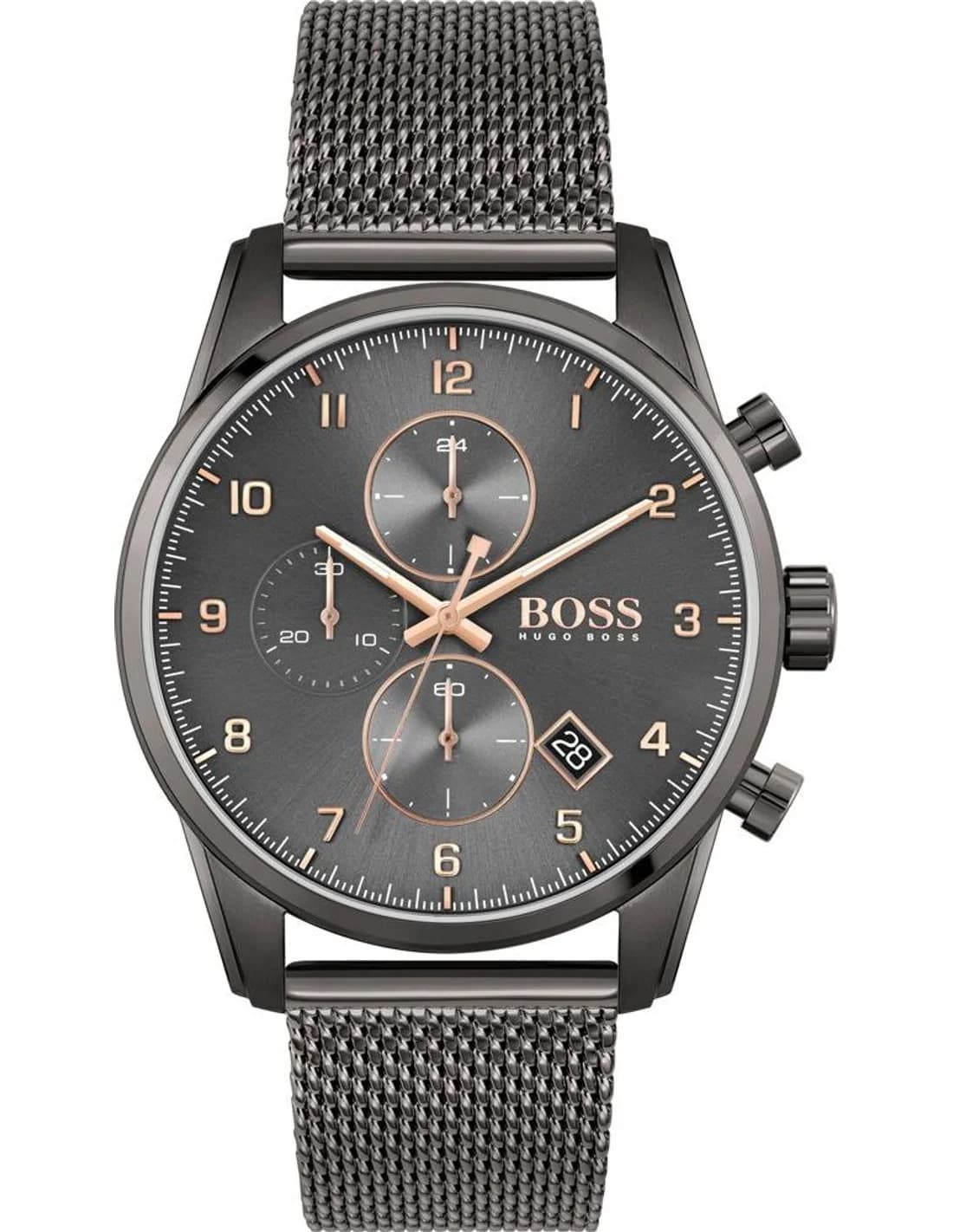 Montre Homme Hugo Boss Skymaster 1513837 grise bracelet maille milanaise