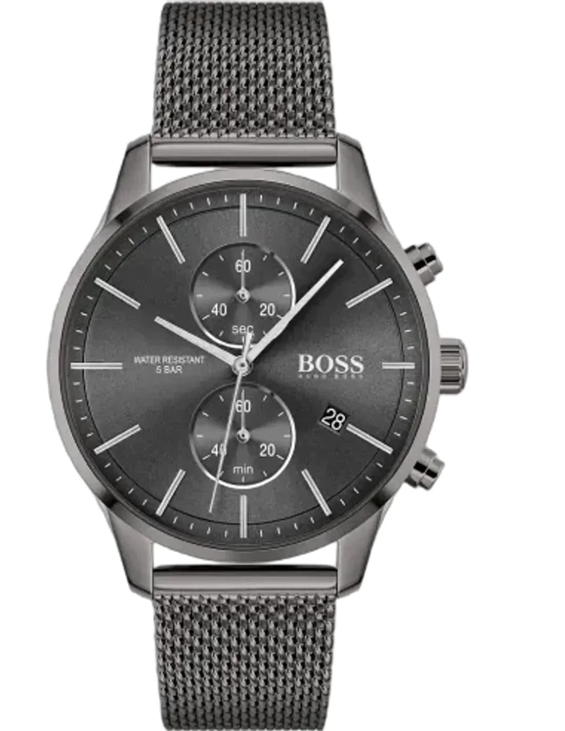 Montre Homme Hugo Boss Associate 1513870 chronographe anthracite maille milanaise