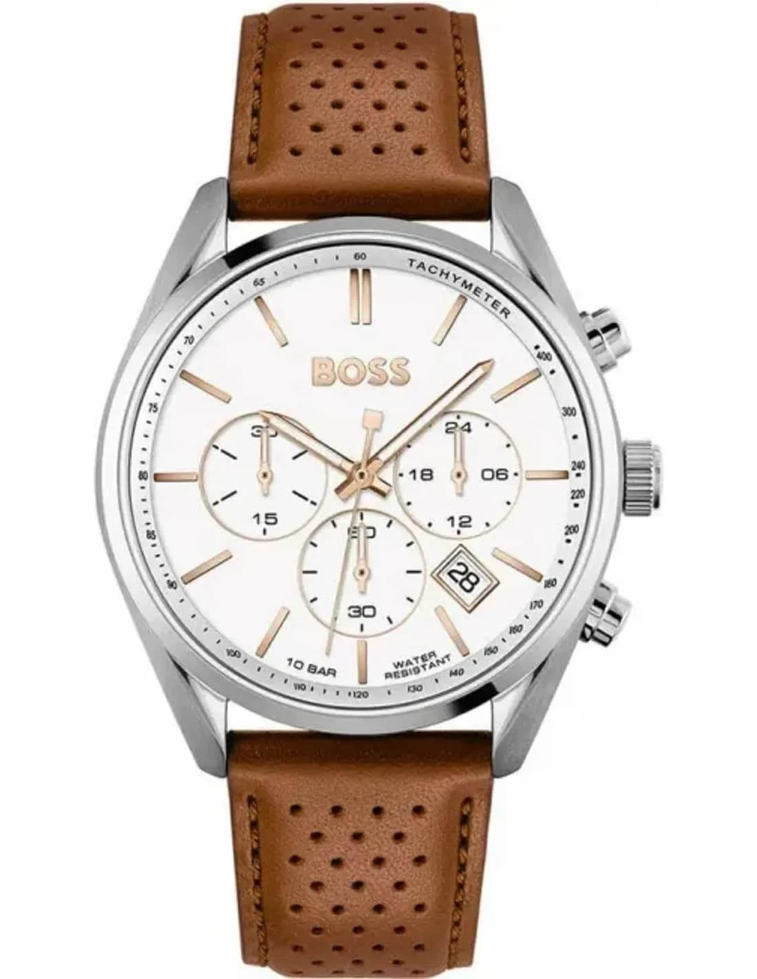 Montre Homme Hugo Boss Champion 1513879 bracelet en cuir perforé marron