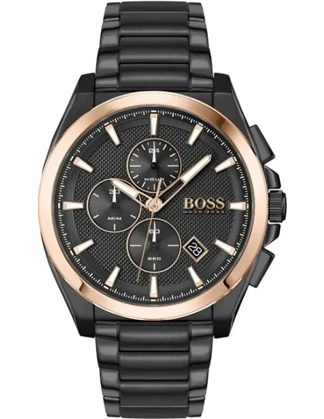 Montre Homme Hugo Boss Grandmaster 1513885 chronographe noir et or rose
