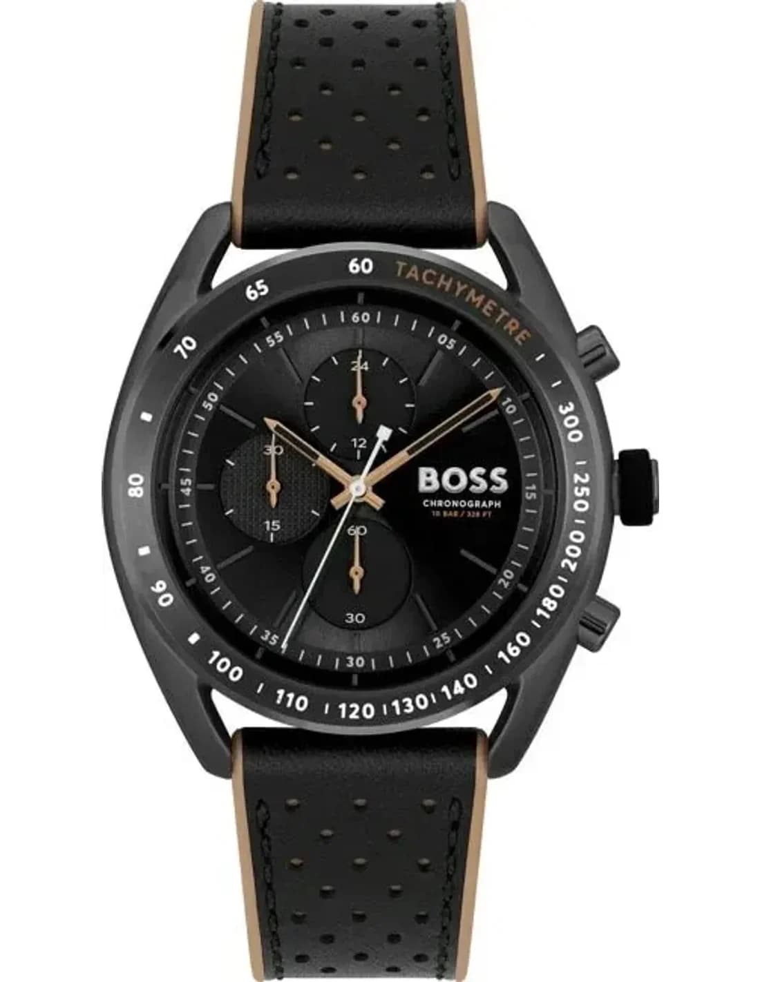 Montre Homme Hugo Boss Center Court 1514022 bracelet cuir noir cadran multifonctions