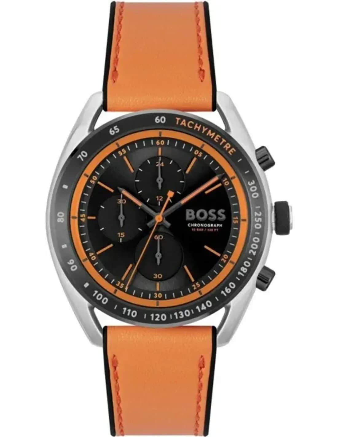 Montre Homme Hugo Boss Center Court 1514025 bracelet cuir orange cadran noir multifonctions