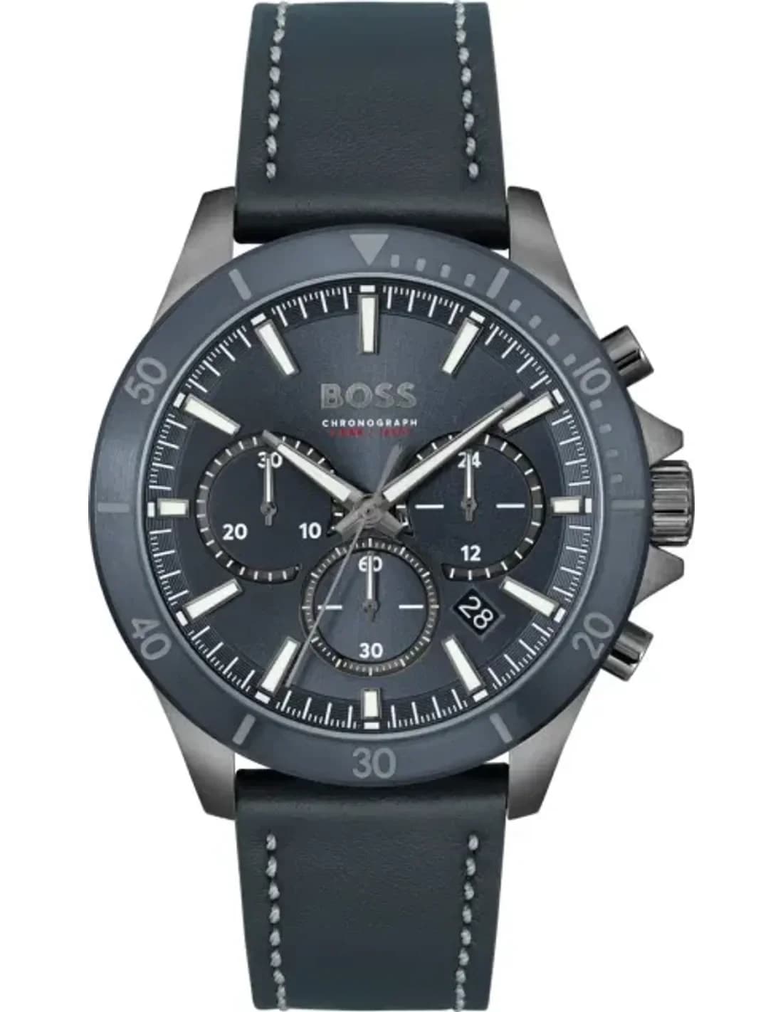 Montre Homme Hugo Boss Troper 1514056 bracelet cuir bleu cadran multifonctions