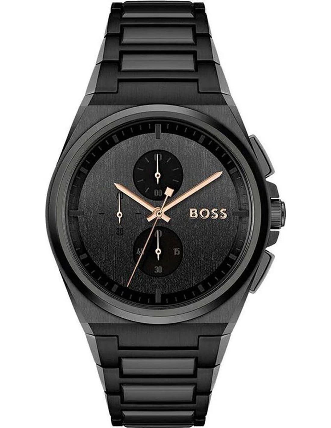 Montre Homme Hugo Boss Steer 1514068 noire bracelet maillons acier