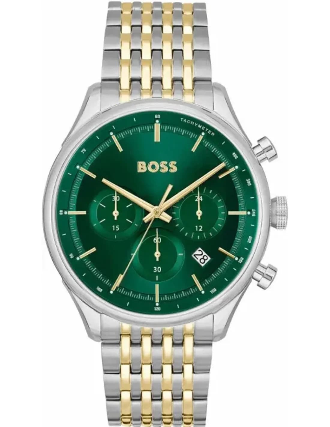 Montre Homme Hugo Boss Gregor 1514081 bracelet acier bicolore cadran vert multifonctions