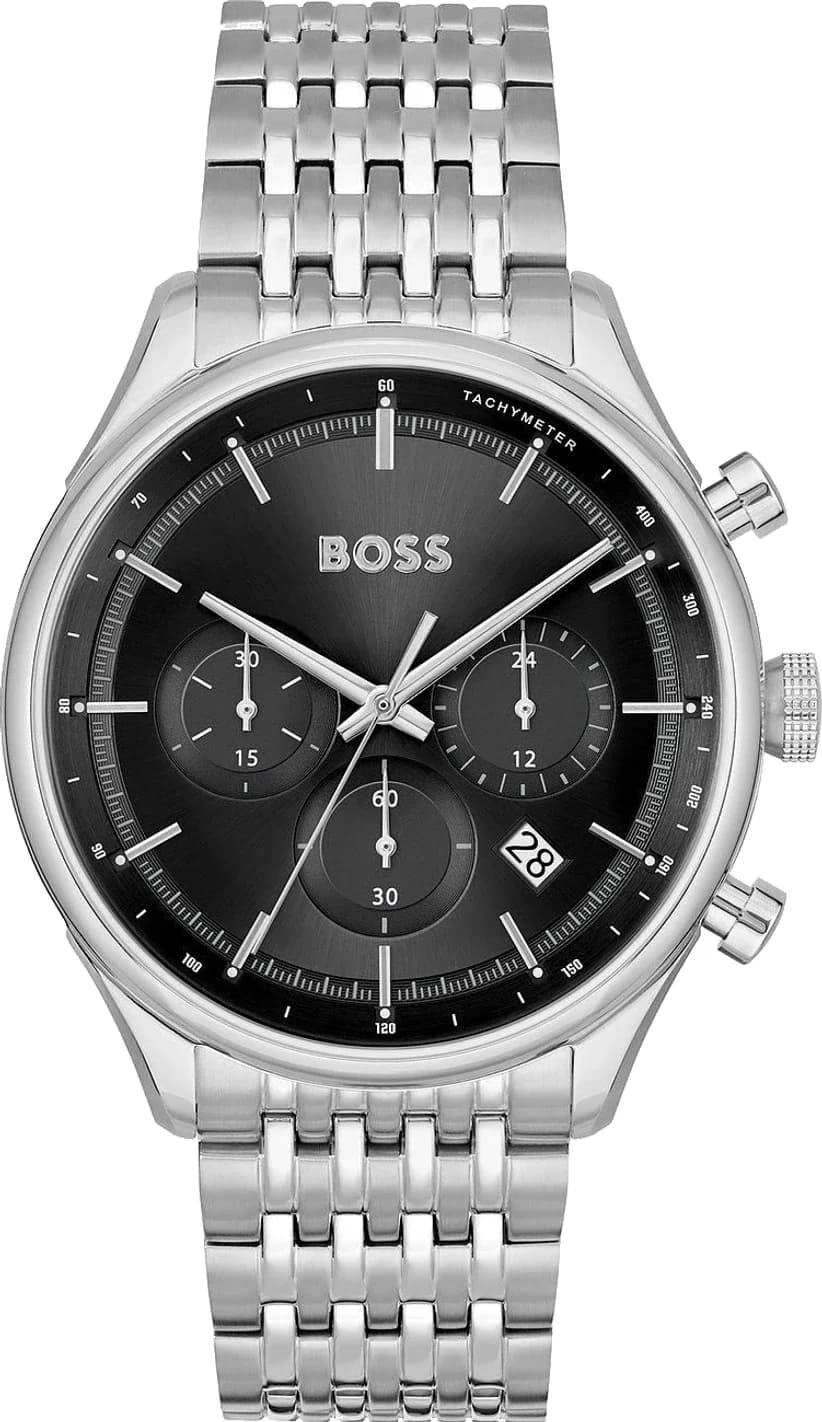 Montre Homme Hugo Boss Gregor 1514082 bracelet acier argenté cadran noir multifonctions