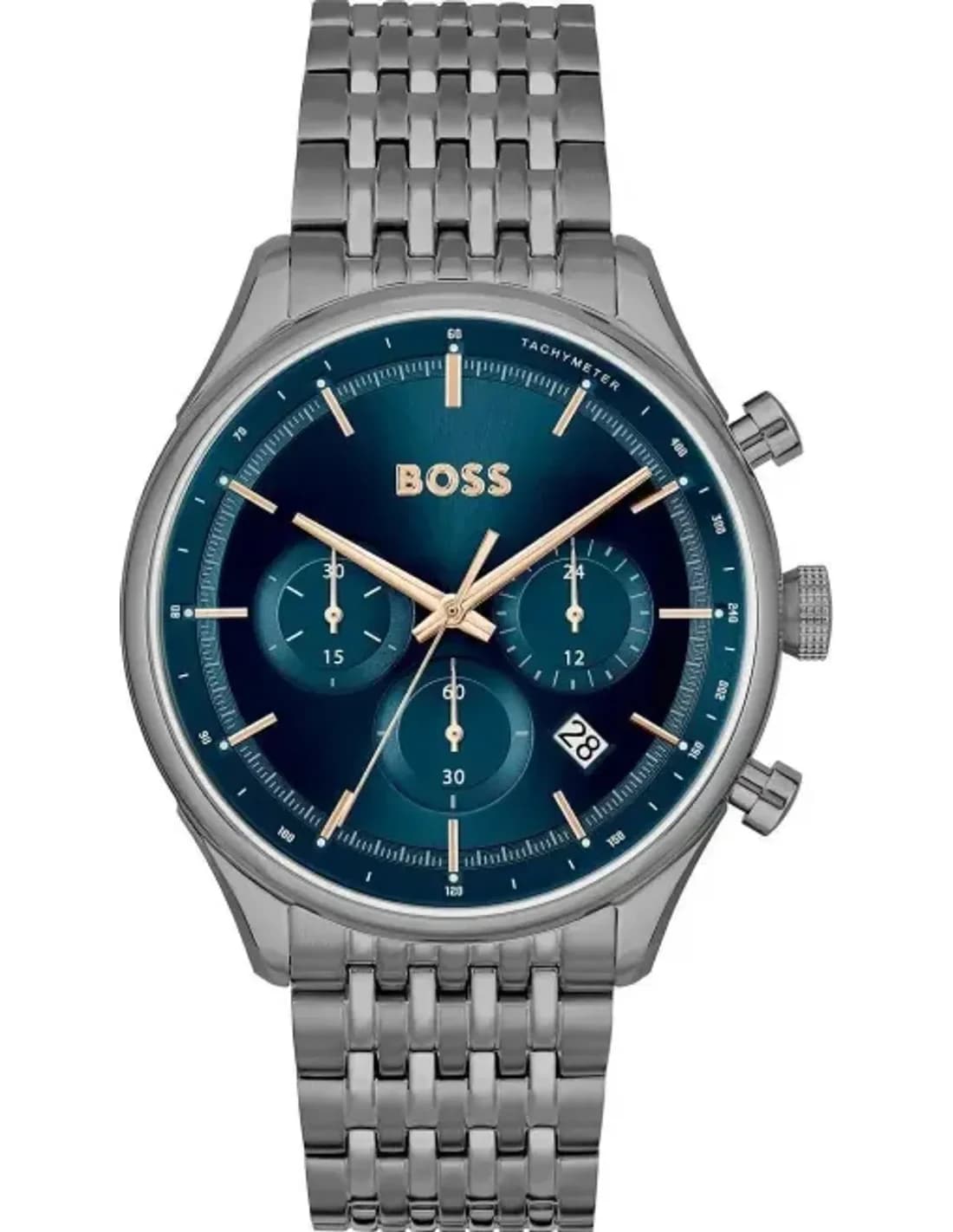 Montre Homme Hugo Boss Gregor 1514083 bracelet acier gris cadran bleu multifonctions