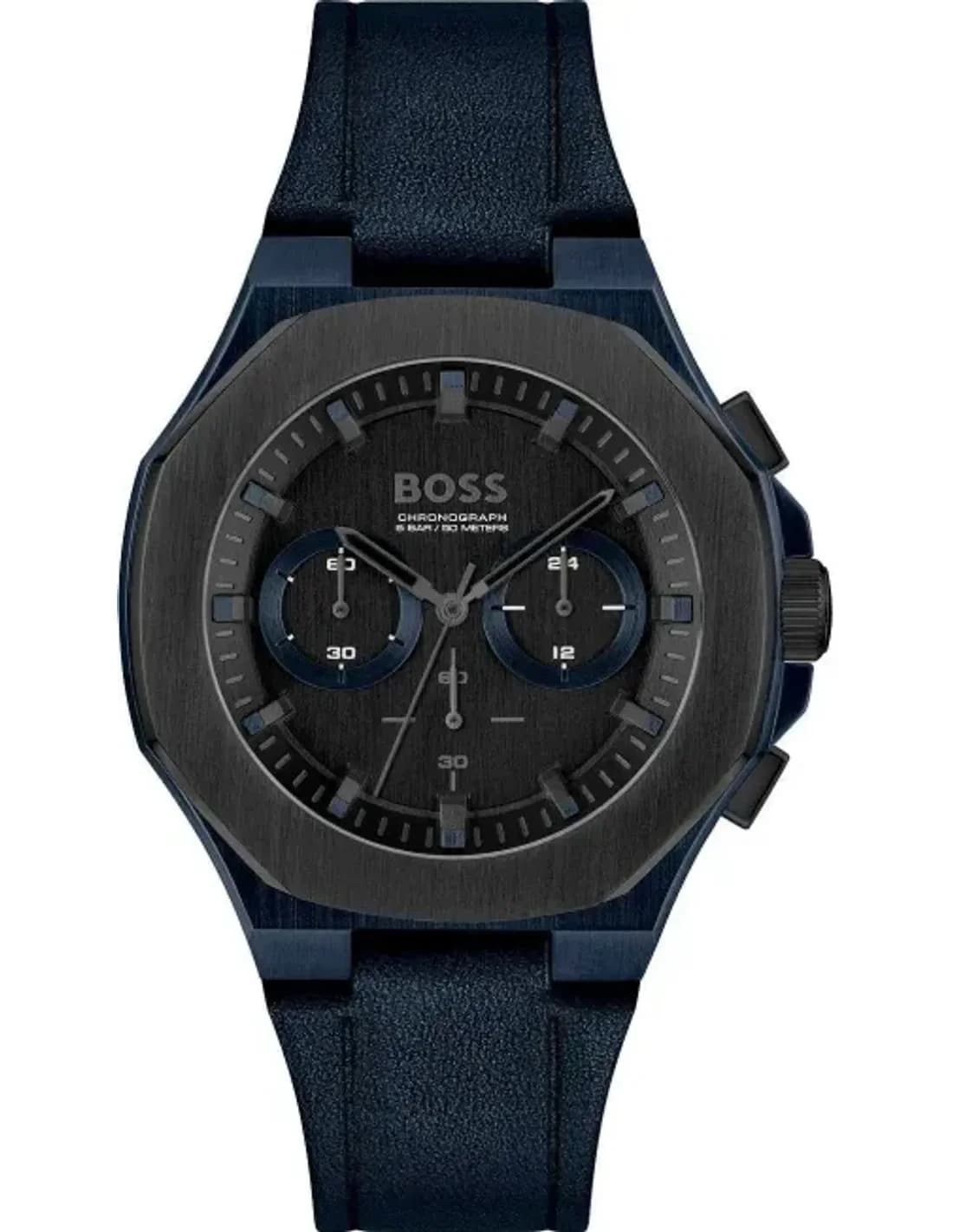 Montre Hugo Boss 1514086 Chronographe en Acier Bleu et Cuir
