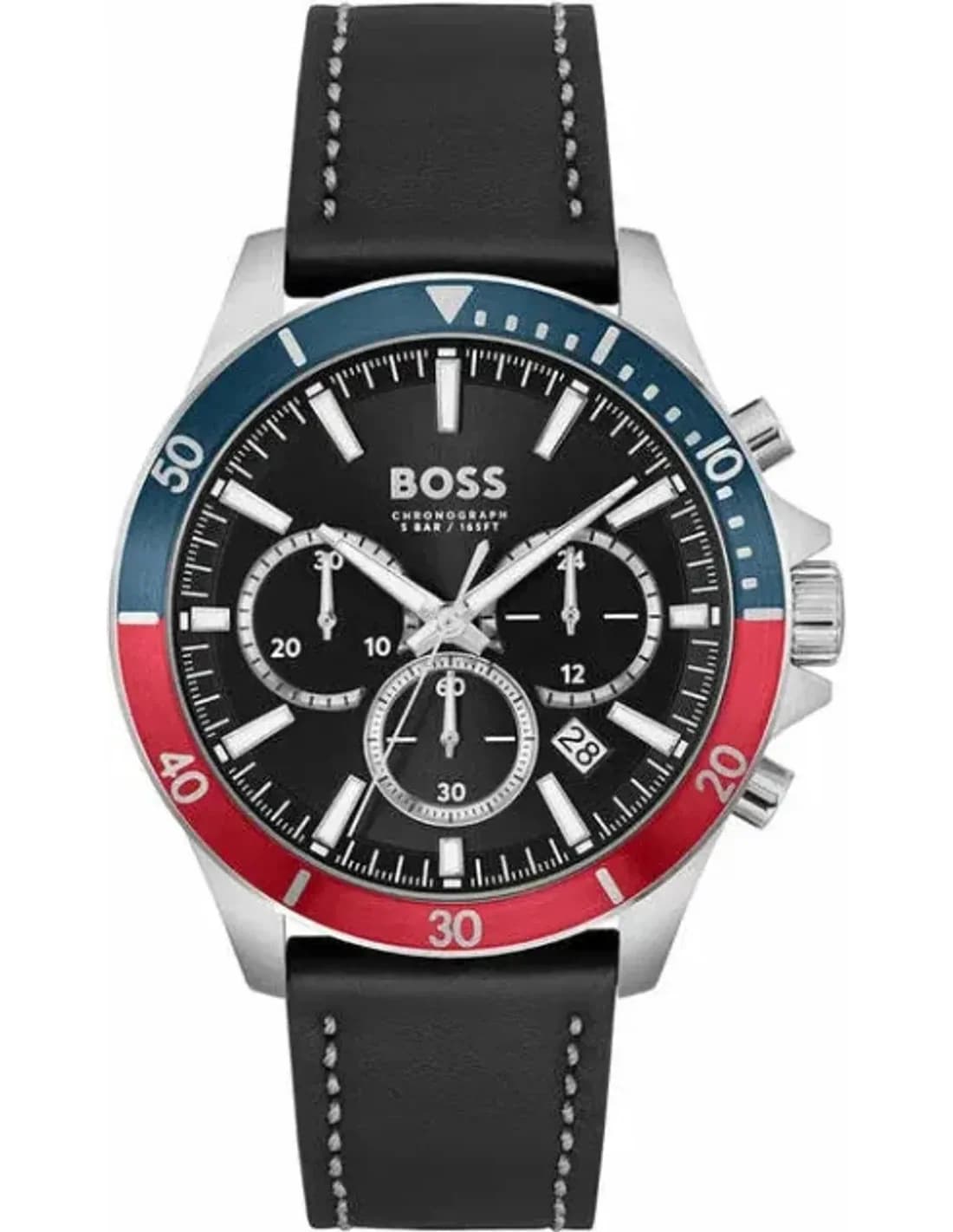 Montre Homme Hugo Boss Troper 1514099 bracelet cuir noir cadran multifonctions