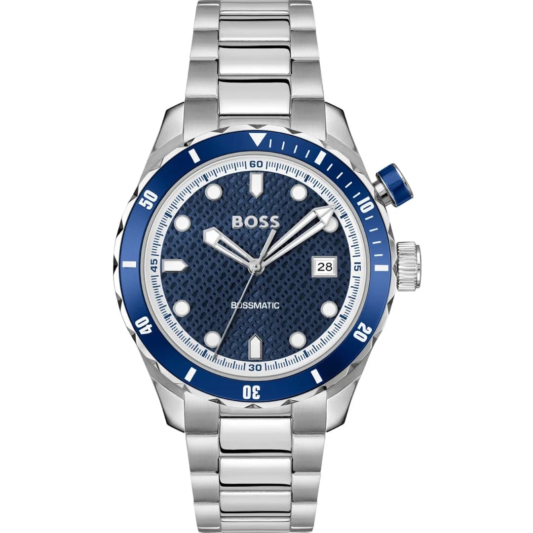 Montre Homme Hugo Boss Automatique Bossmatic 1514177 argentée bracelet mailles acier