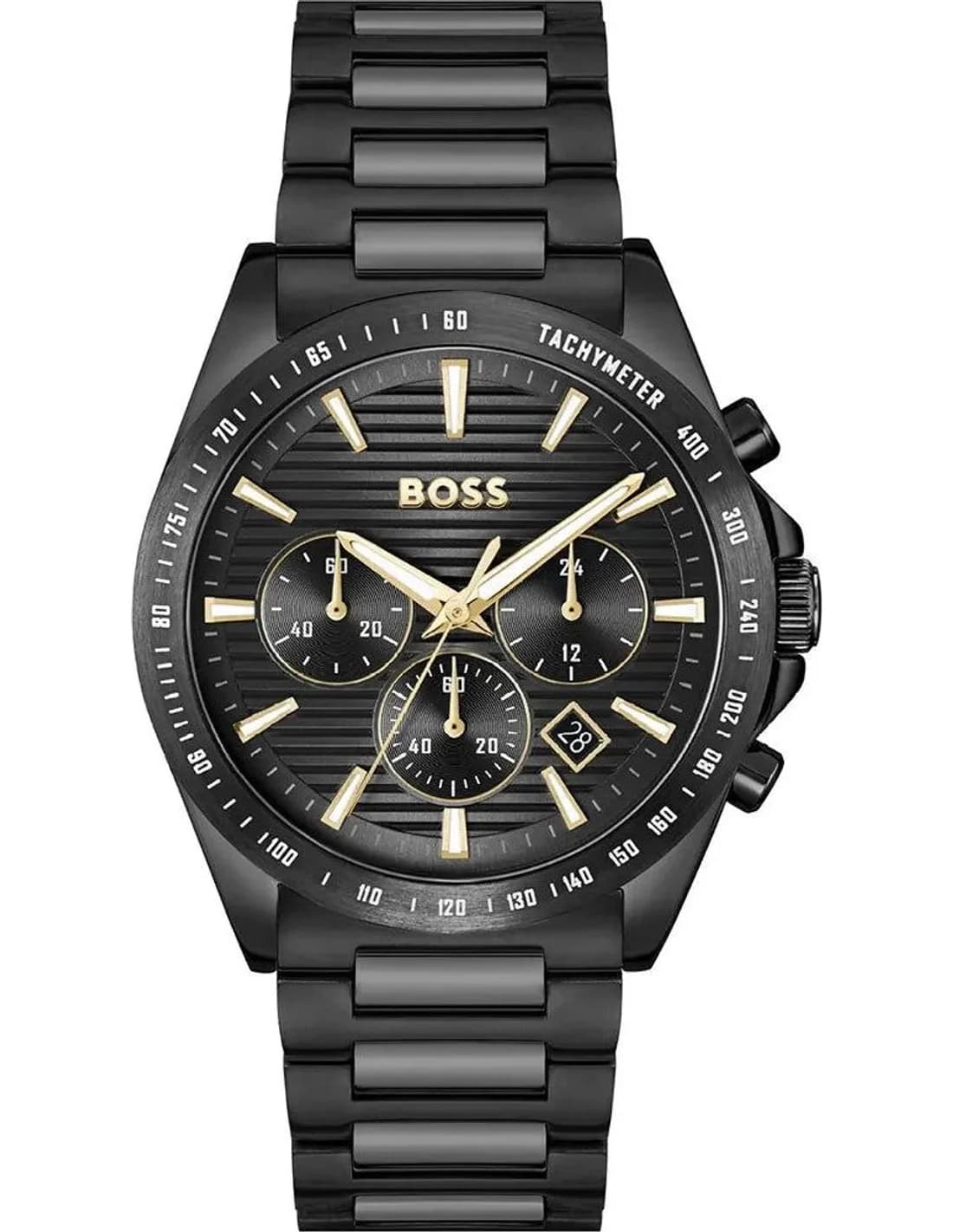 Montre Homme Hugo Boss Strike Chrono 1514291 cadran noir bracelet acier noir