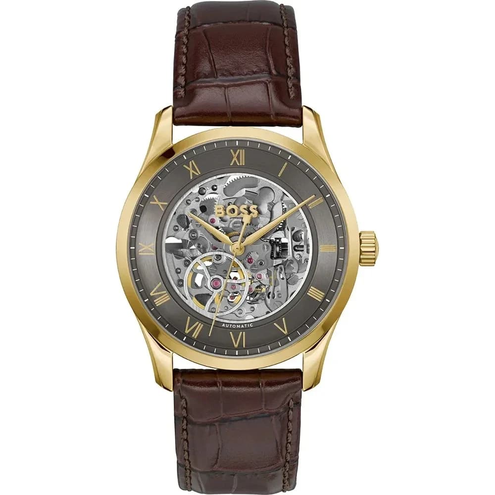 Montre Hugo Boss 1514235 homme cadran gris bracelet cuir
