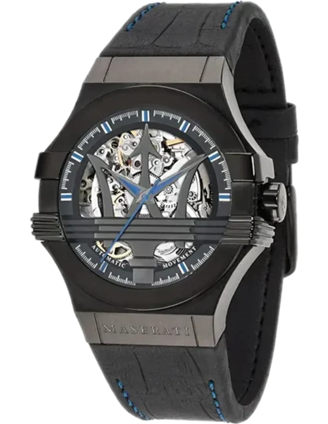 Montre Homme Maserati Potenza R8821108009 Cadran squelette automatique Bracelet en cuir noir