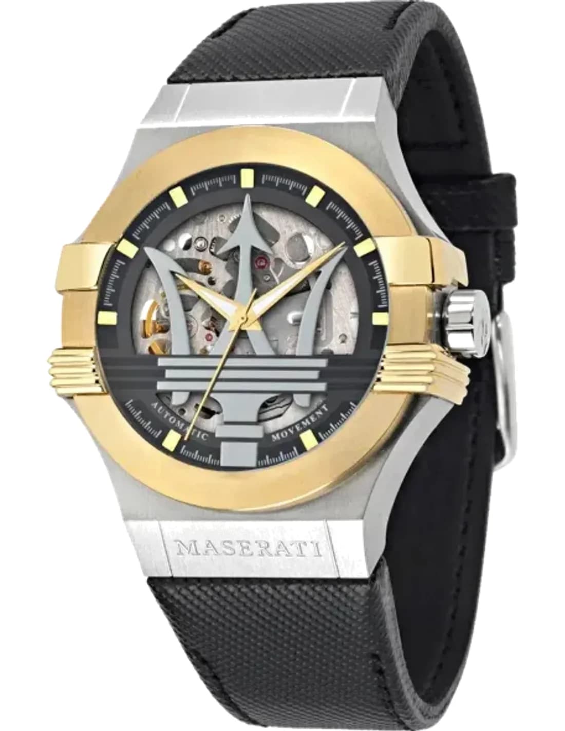 Montre Homme Maserati Potenza R8821108037 Automatique NH70 Squelette Cadran Bracelet Cuir Noir