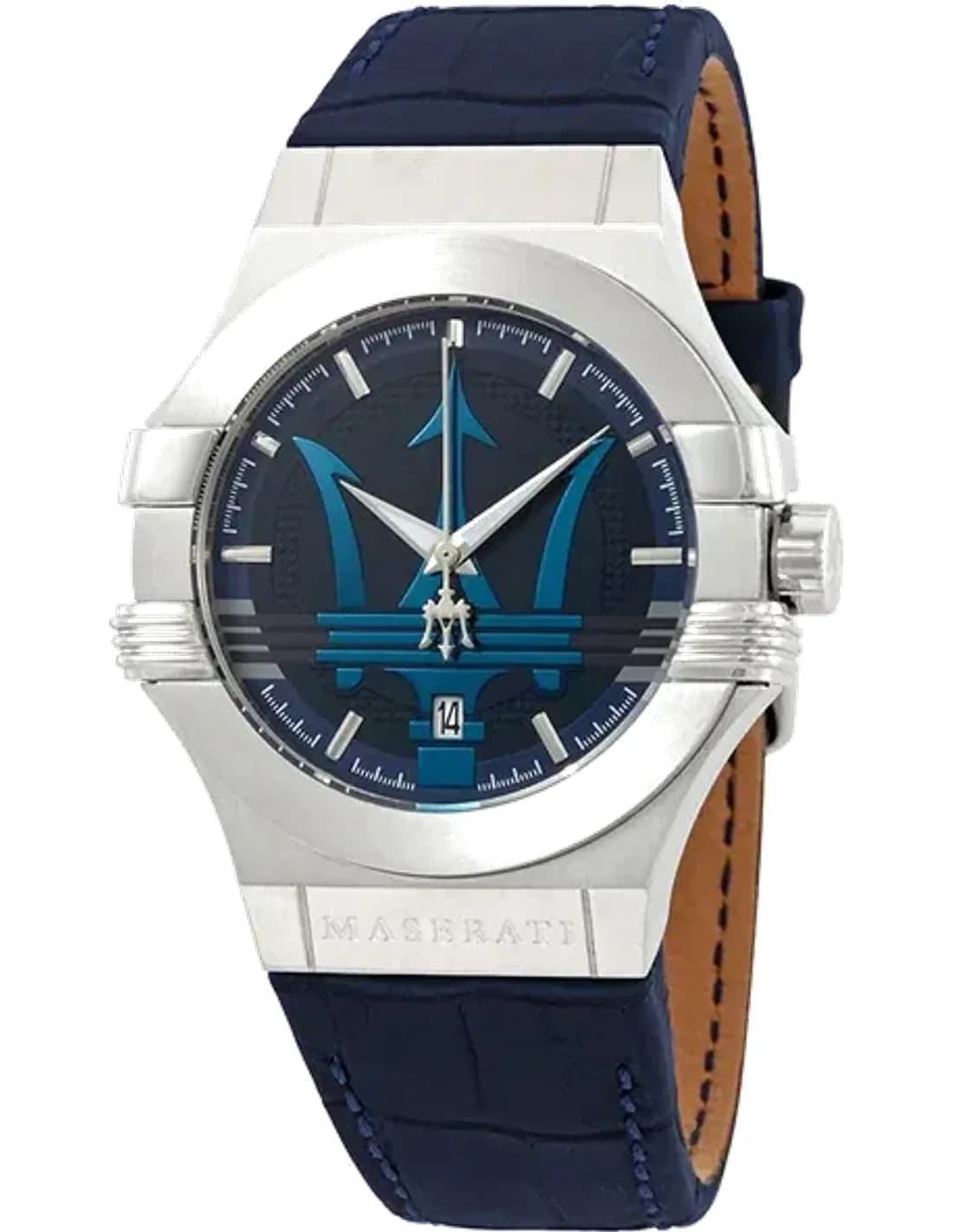 Montre Homme Maserati Potenza R8851108015 Quartz Cadran Bleu Bracelet Cuir Bleu