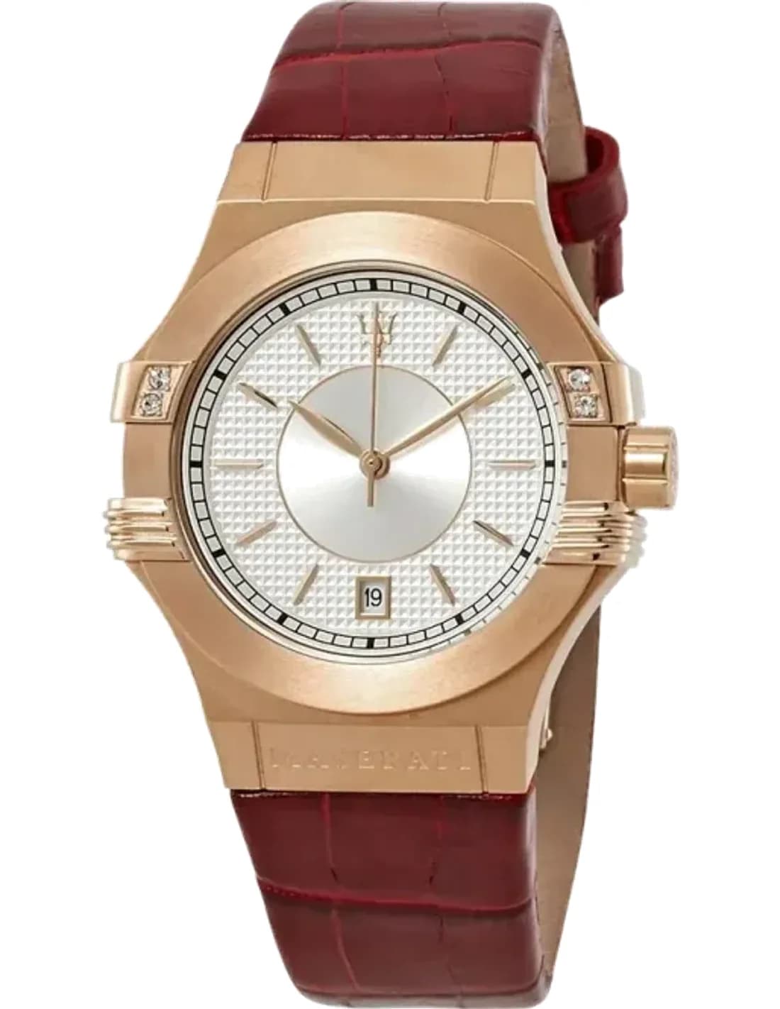 Montre Femme Maserati Potenza R8851108501 Quartz Cadran Argent Bracelet Cuir Rouge