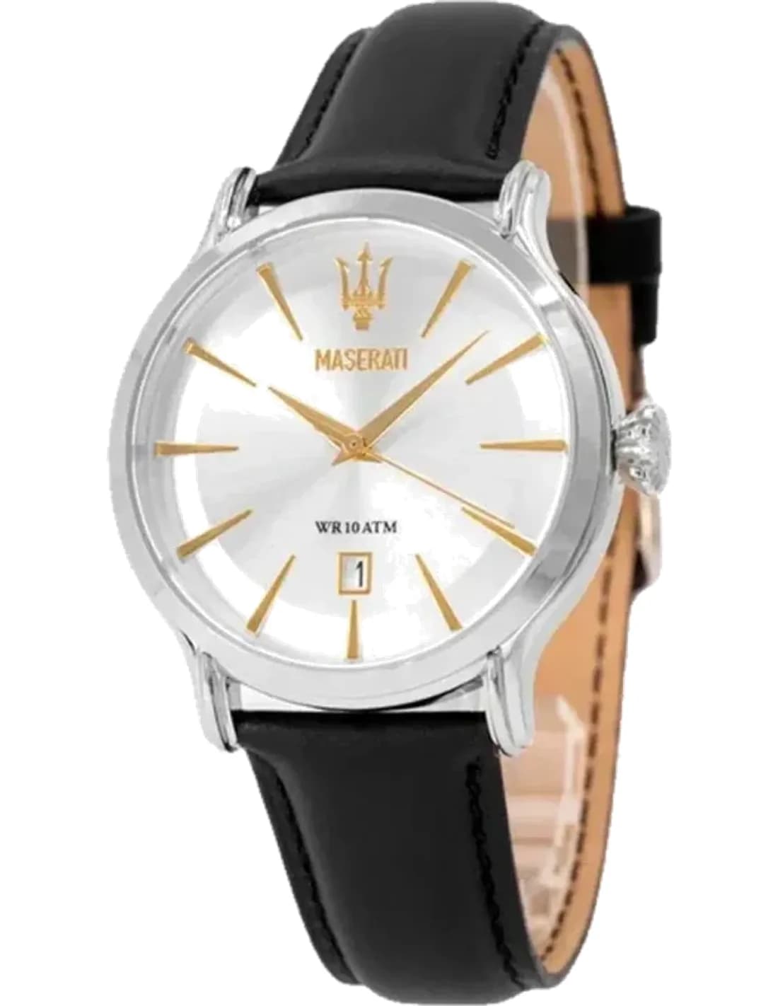 Montre Homme Maserati Epoca R8851118002 Quartz Cadran Argent Bracelet Cuir Noir