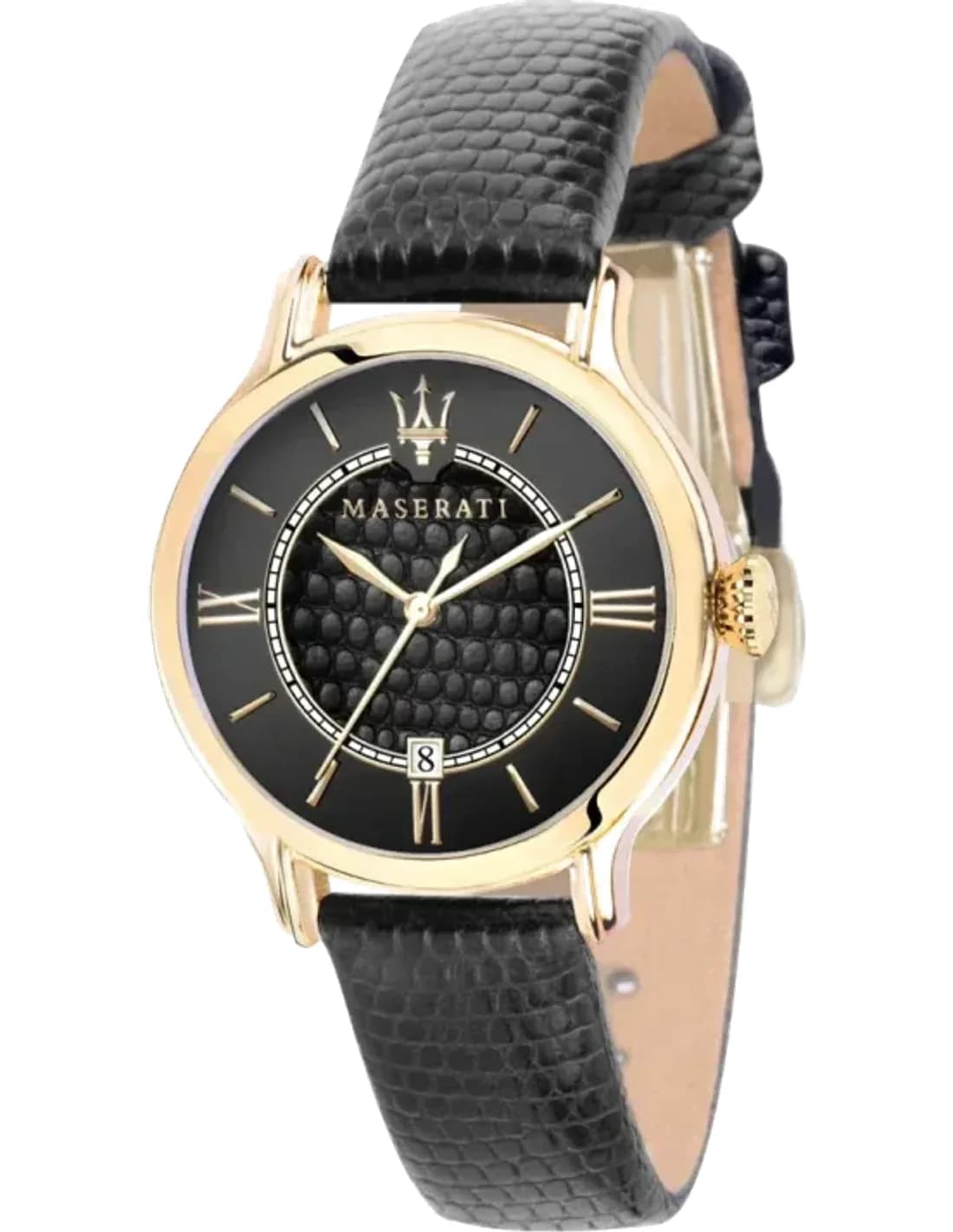 Montre Femme Maserati Epoca R8851118501 Quartz Cadran Noir Bracelet Cuir Noir