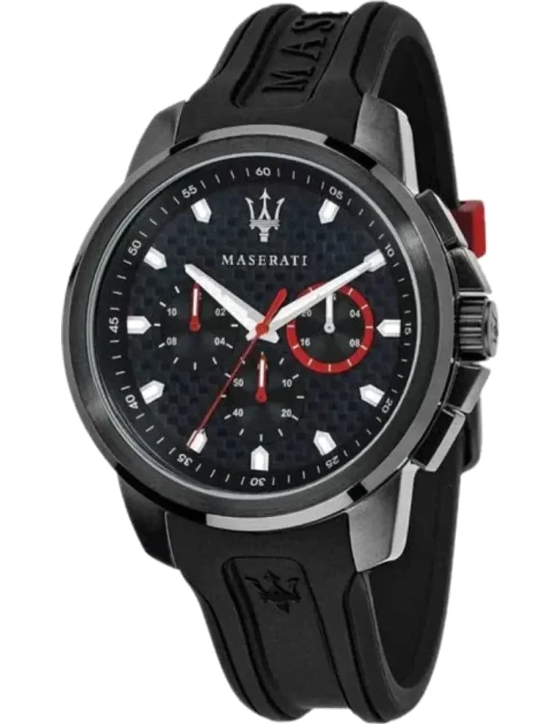 Montre Homme Maserati Sfida R8851123007 Chronographe Cadran Noir Bracelet Silicone Noir