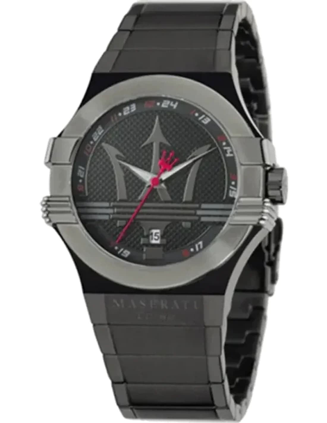 Montre Homme Maserati Potenza R8853108003 Cadran Noir Bracelet Acier Inoxydable Noir