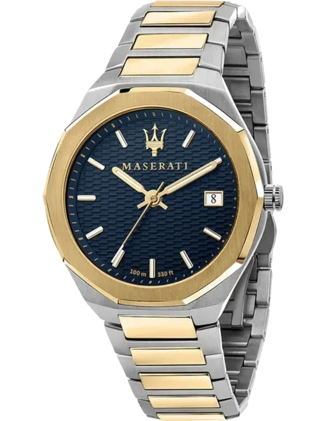 Montre Homme Maserati Stile R8853142008 Quartz Cadran Bleu Bracelet en acier inoxydable bicolore