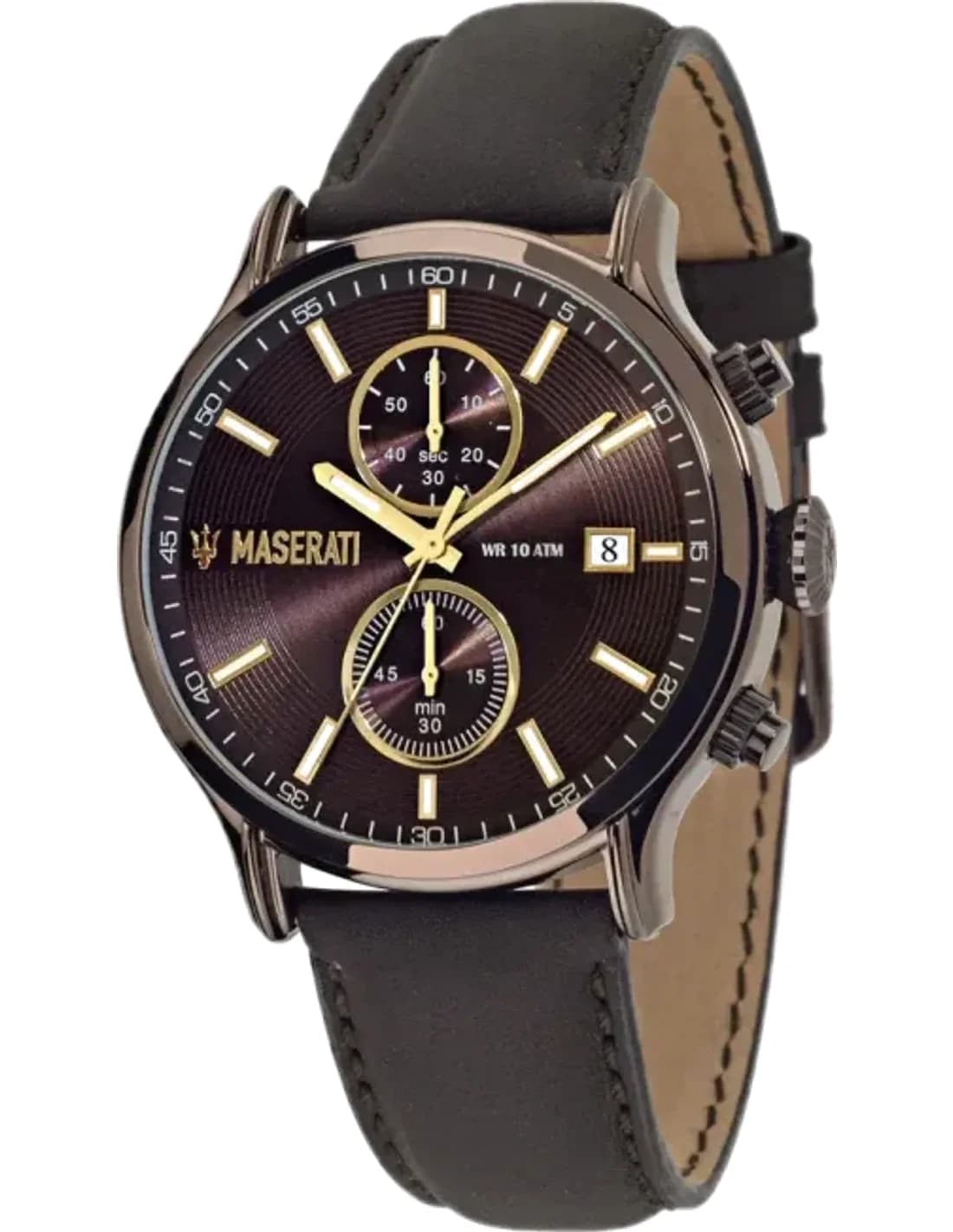 Montre Homme Maserati Epoca R8871618006 Chronographe Cadran Marron Bracelet Cuir Marron