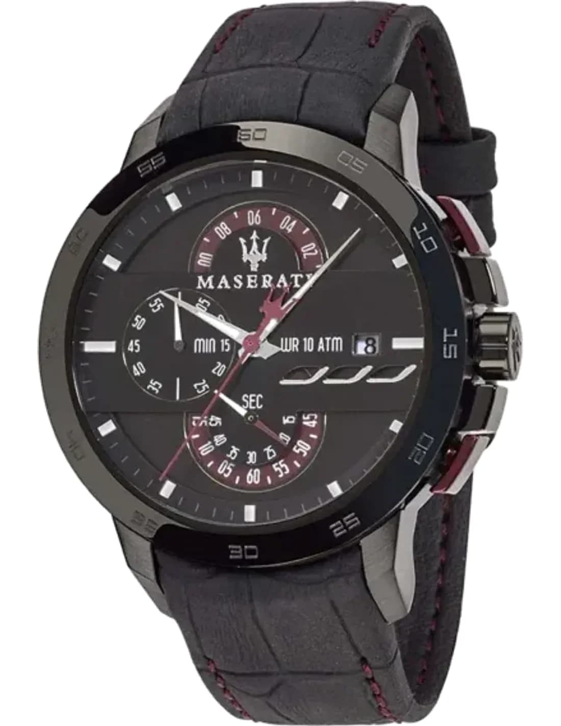 Montre Homme Maserati Ingegno R8871619003 Cadran chronographe noir Bracelet en cuir noir
