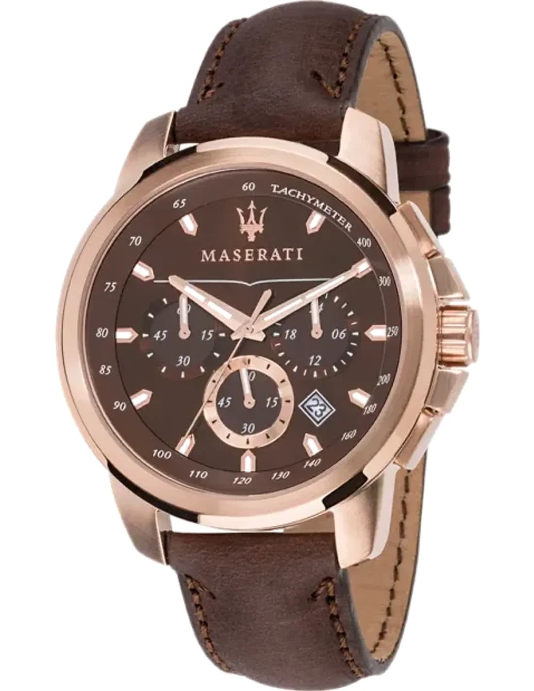Montre Homme Maserati Successo R8871621004 Chronographe Cadran Marron Bracelet Cuir Marron
