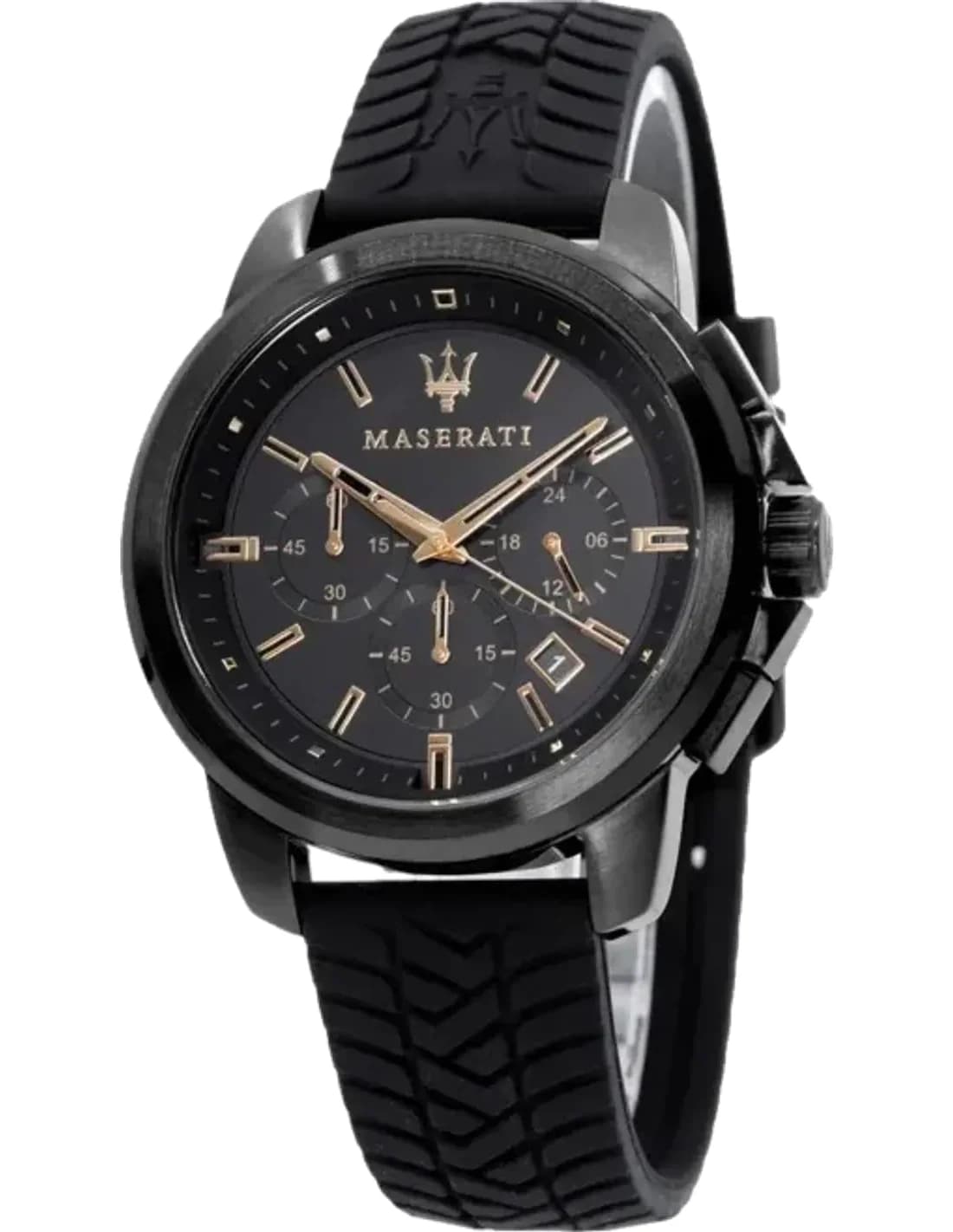 Montre Homme Maserati Successo R8871621011 chronographe cadran noir bracelet en silicone noir