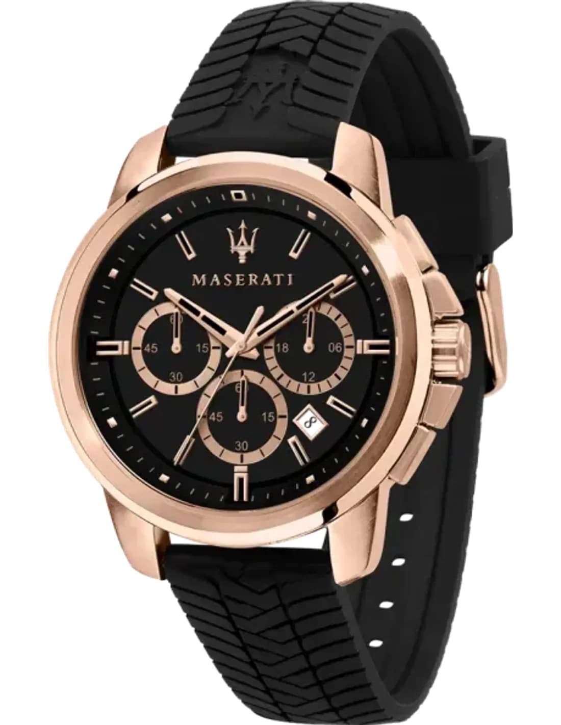 Montre Homme Maserati Successo R8871621012 chronographe cadran noir bracelet en silicone noir