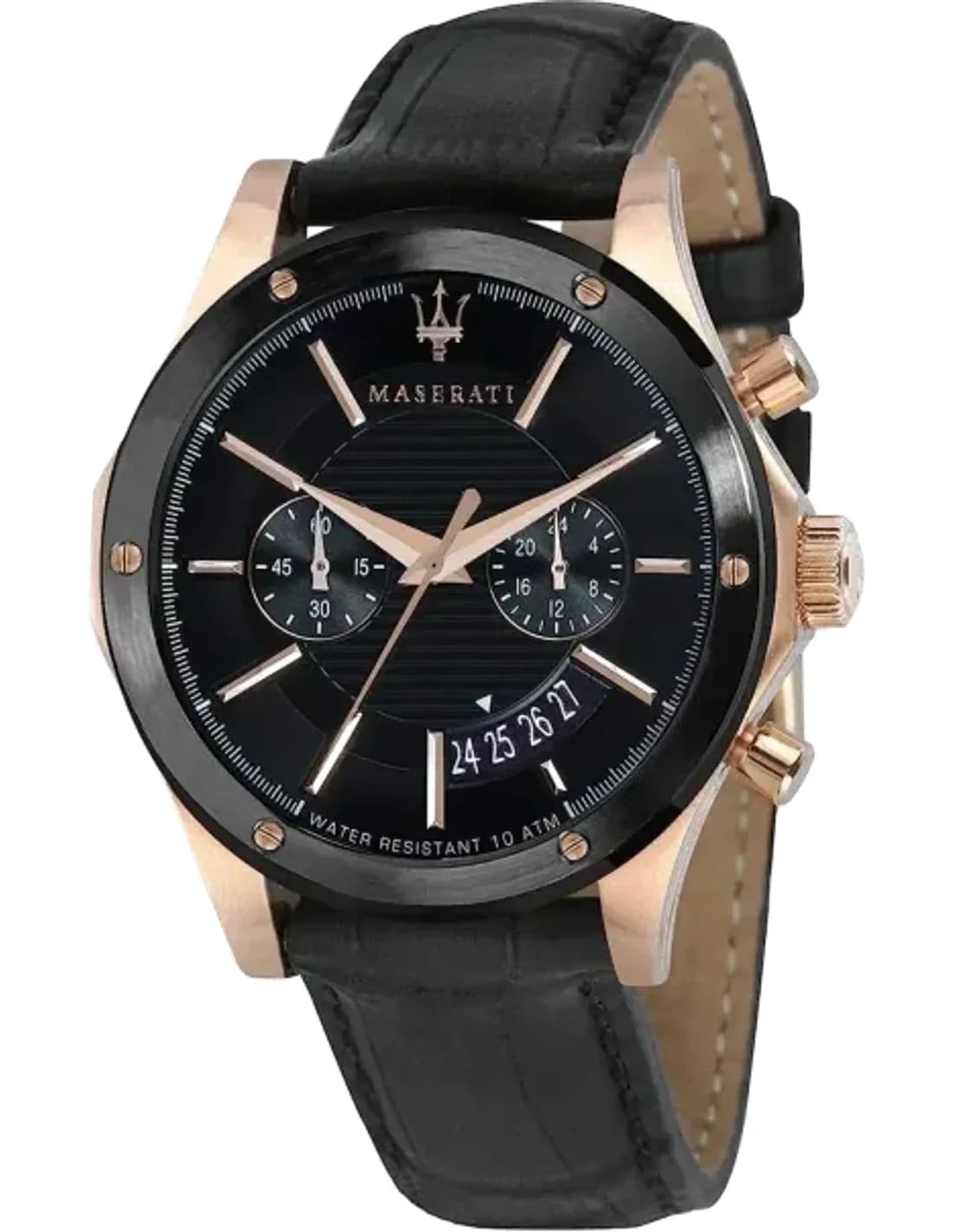 Montre Homme Maserati Circuito R8871627001 Cadran chronographe noir Bracelet en cuir noir