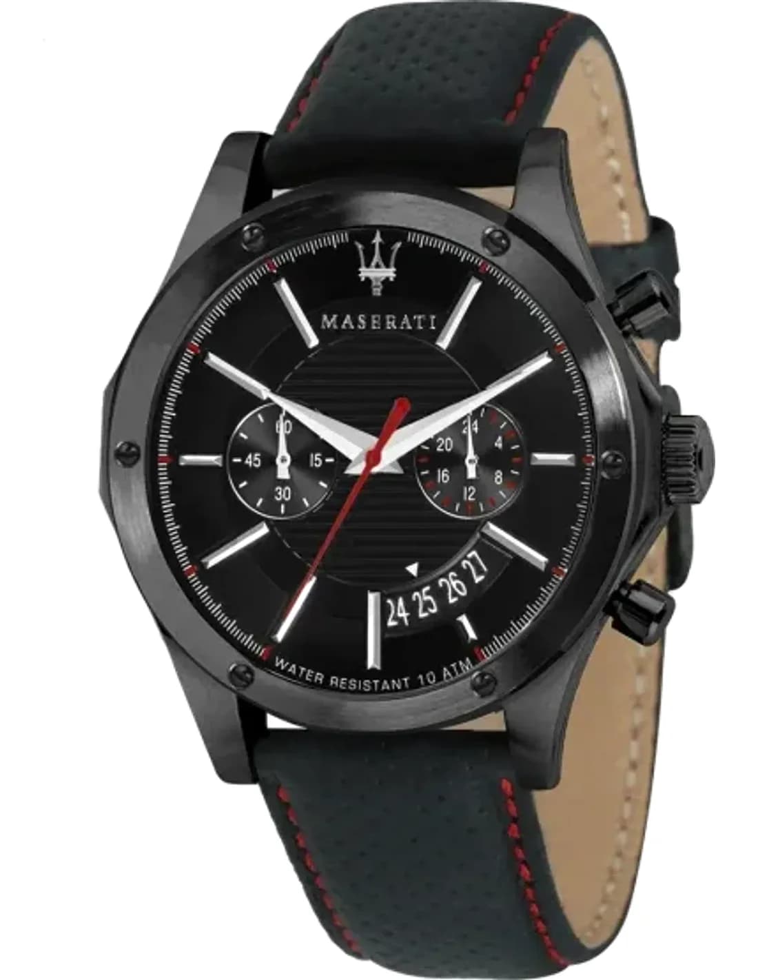 Montre Homme Maserati Circuito R8871627004 Cadran chronographe noir Bracelet en cuir noir