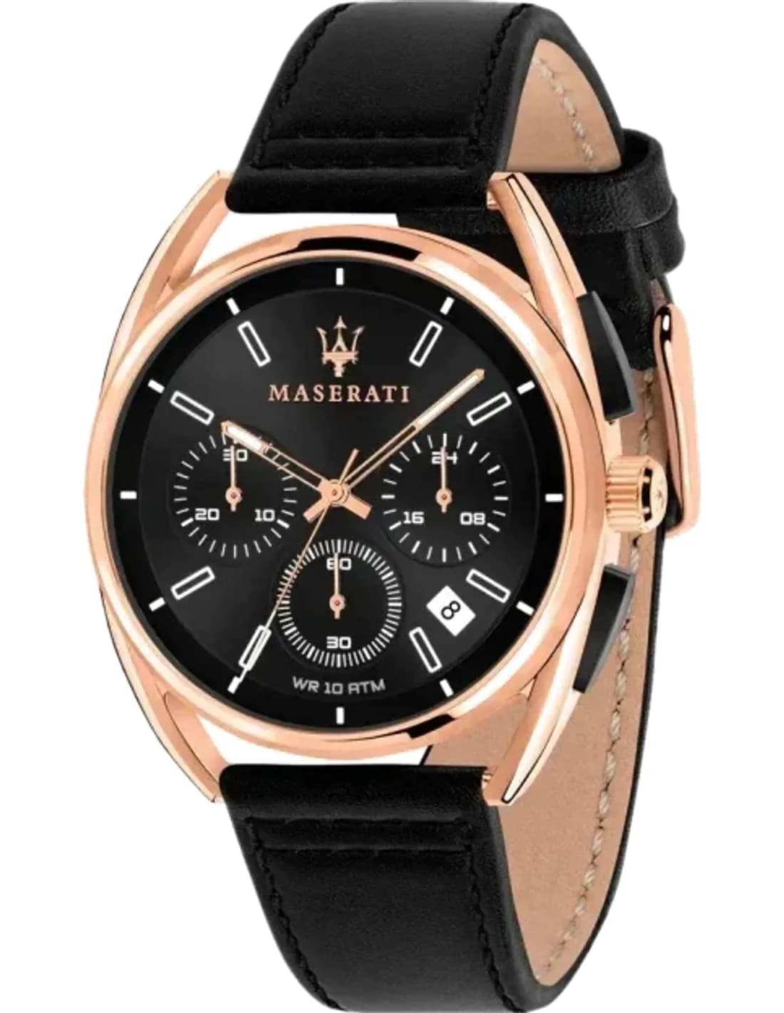 Montre Homme Maserati Trimarano R8871632002 Chronographe Cadran Noir Bracelet Cuir Noir