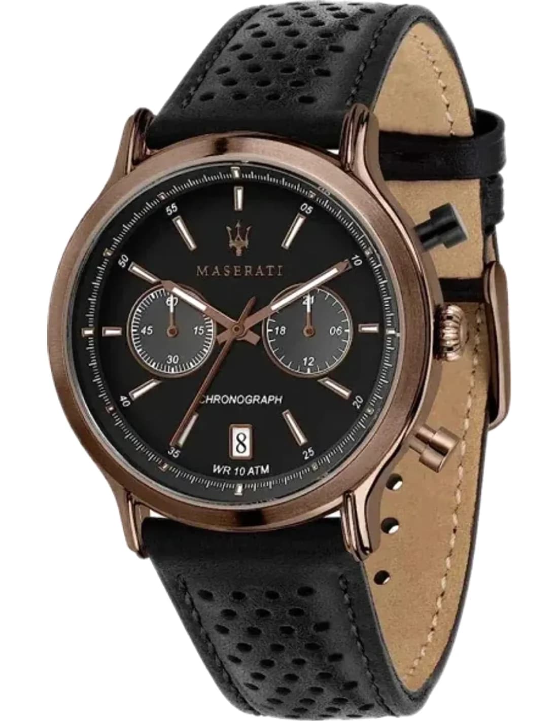 Montre Homme Maserati Legend R8871638001 Chronographe Cadran Noir Bracelet Cuir Noir