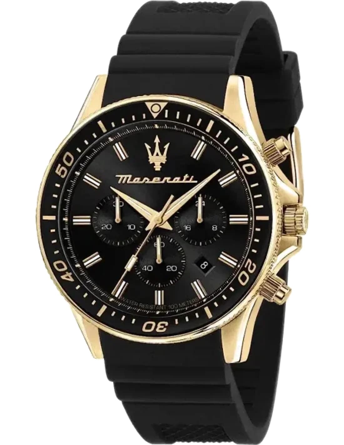Montre Homme Maserati Sfida R8871640001 Chronographe Cadran Noir Bracelet Silicone Noir