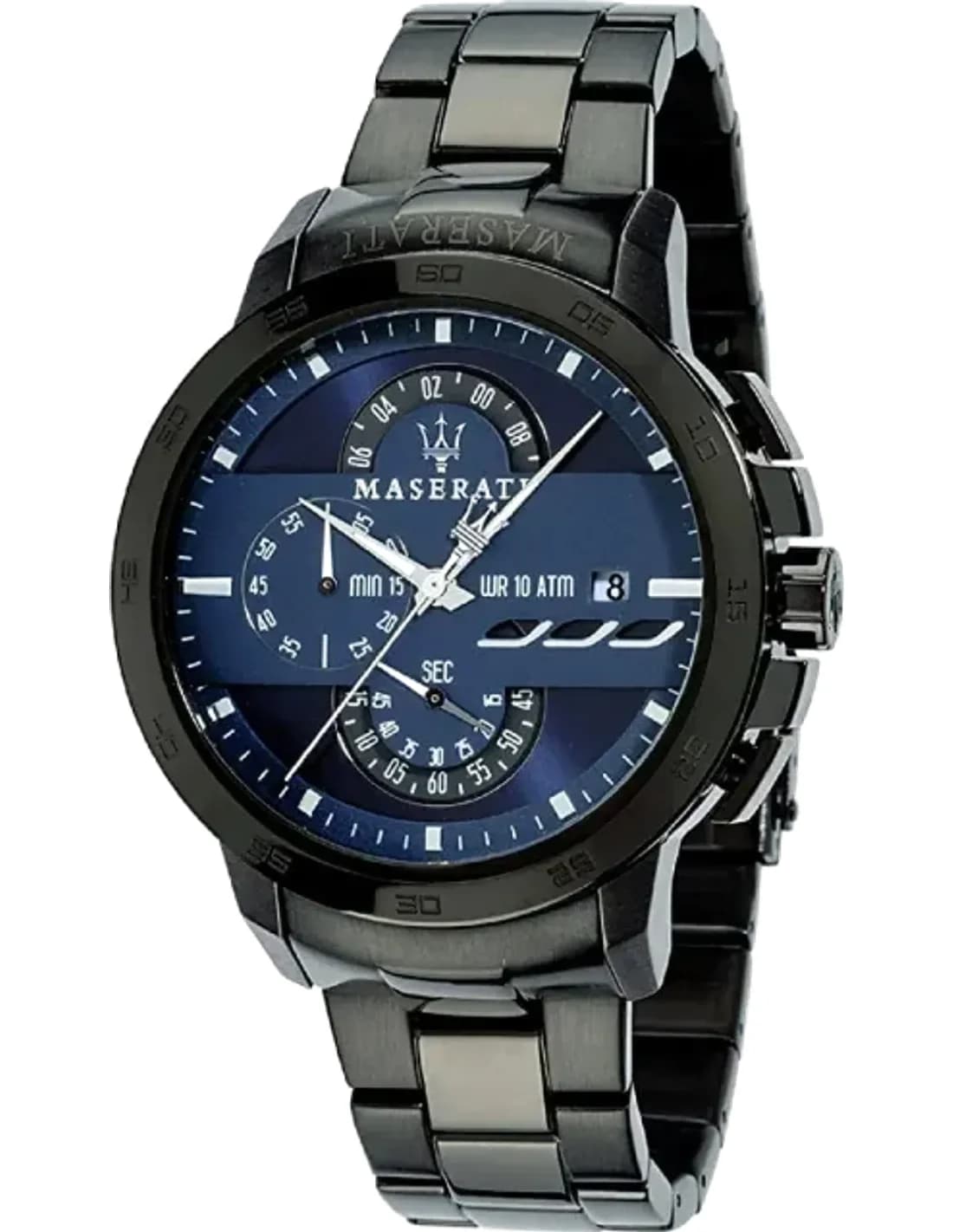 Montre Homme Maserati Ingegno R8873619001 Cadran chronographe bleu Bracelet en acier inoxydable noir